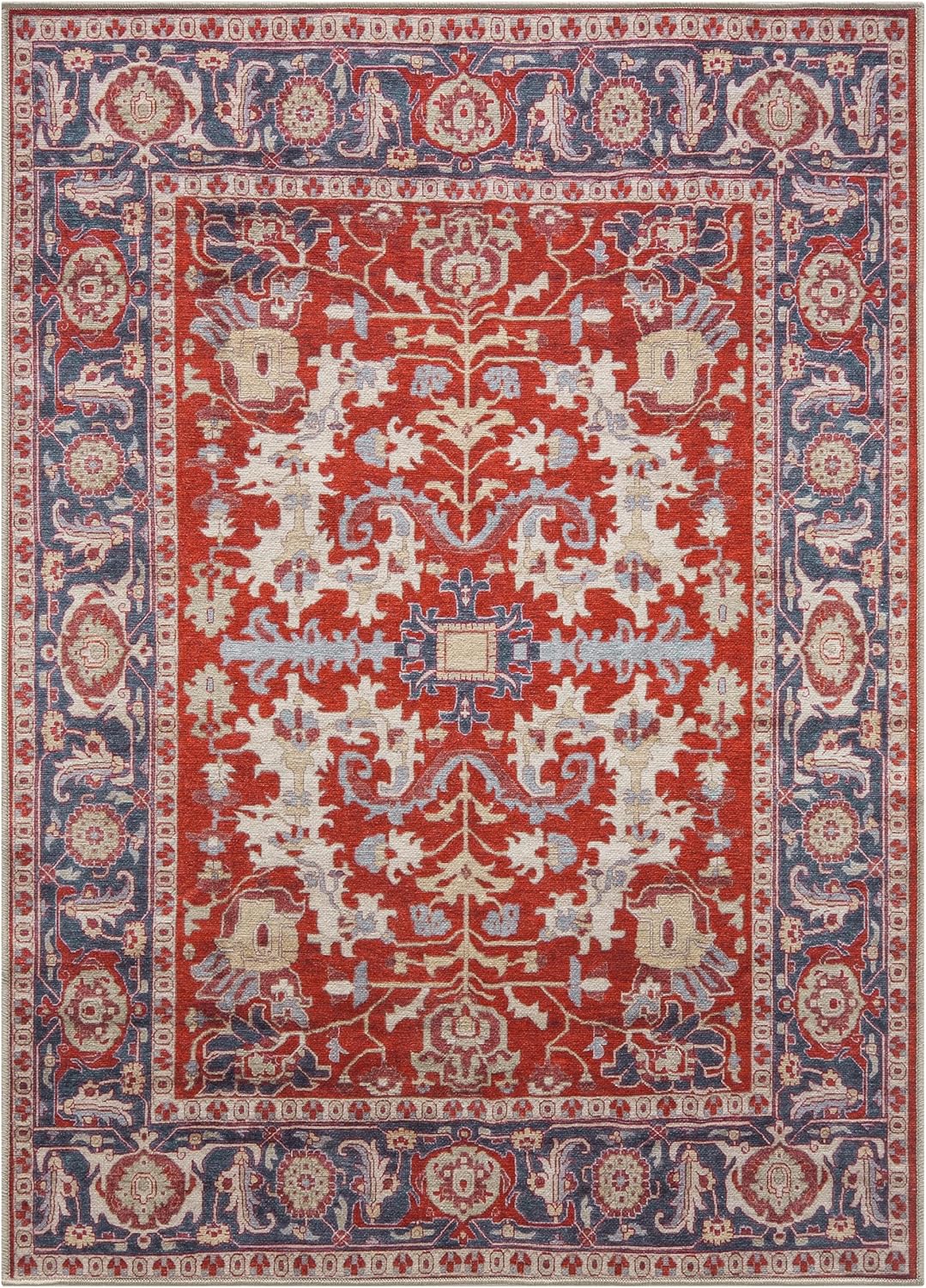Keen Home Design 8x10 Rug - Machine Washable Area Rug with Non-Slip Backing, Ideal for Living Room, Dining Room, Bedroom - Vintage, Easy Clean, Durable, Low Pile Rug - (8' x 10')