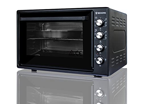 BEHOME Forno Elettrico Ventilato 70 litri con Girarrosto, Autopulente e Smaltato, Temperatura fino a 320° Doppio Vetro con Luce Interna e Timer 1 Girarrosto 2 Teglie e 1 Griglia (Nero) : Amazon.it: Casa e cucina