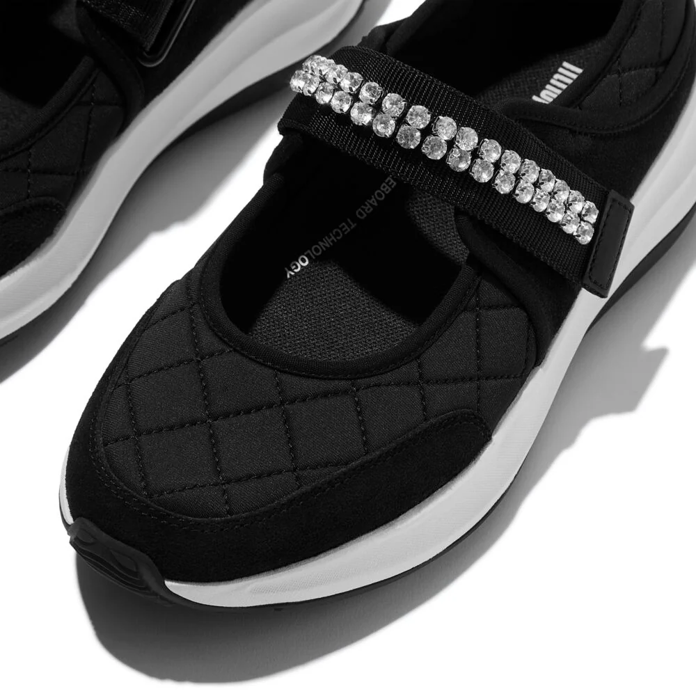 FitFlop F-MODE Flow Black Quilted Mary Janes