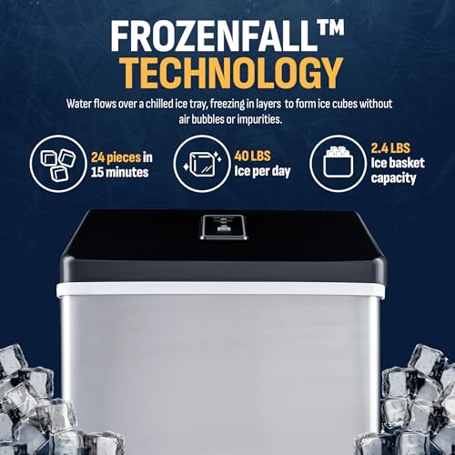 NewAir Clear Ice Cube Maker Machine 40 libbre di ghiaccio in 24 ore, design portatile in acciaio inossidabile con comodo cristallo. : Amazon.it: Cancelleria e prodotti per ufficio