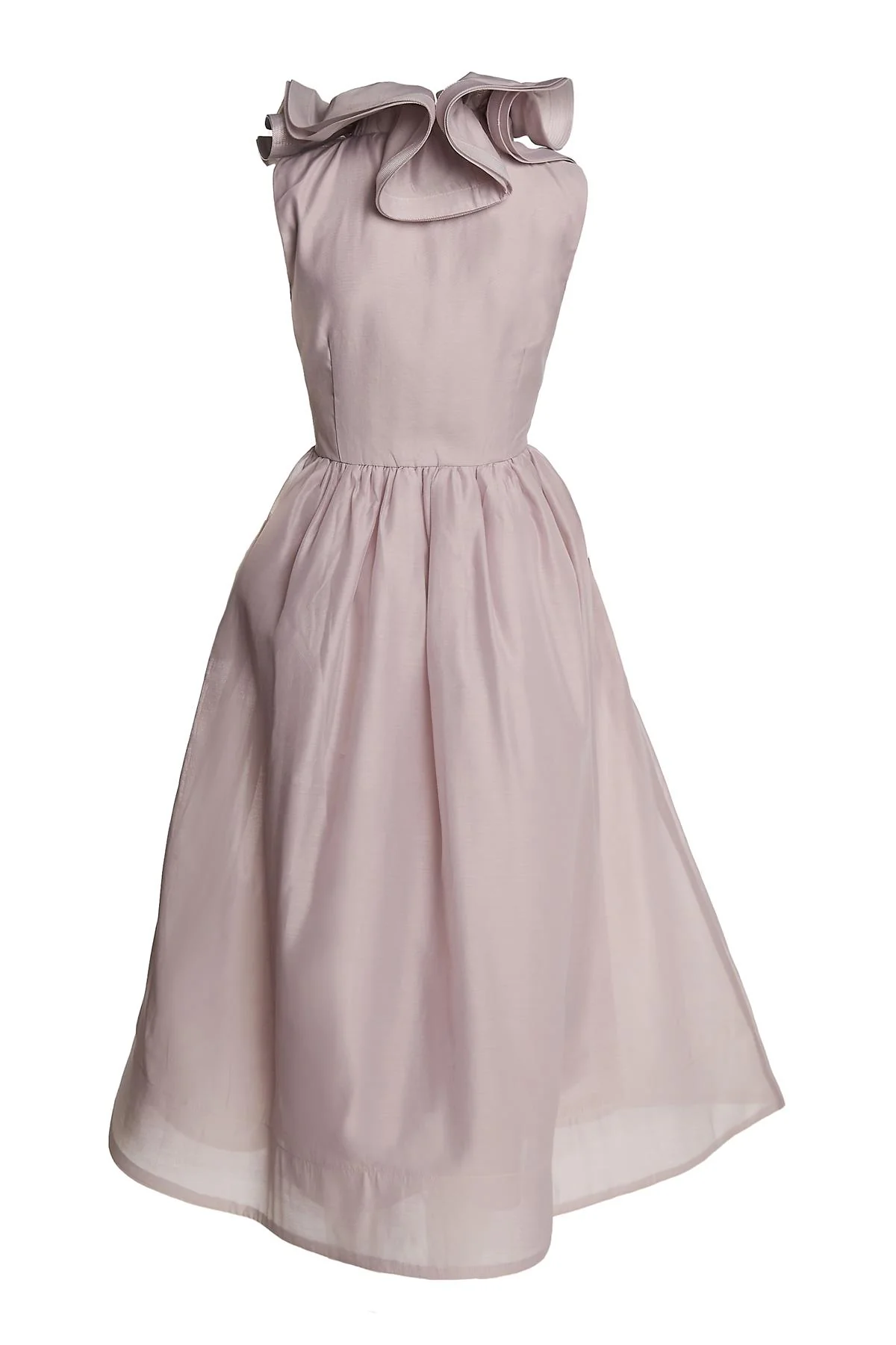 Dusty Mauve Ruffle V neck Midi Dress