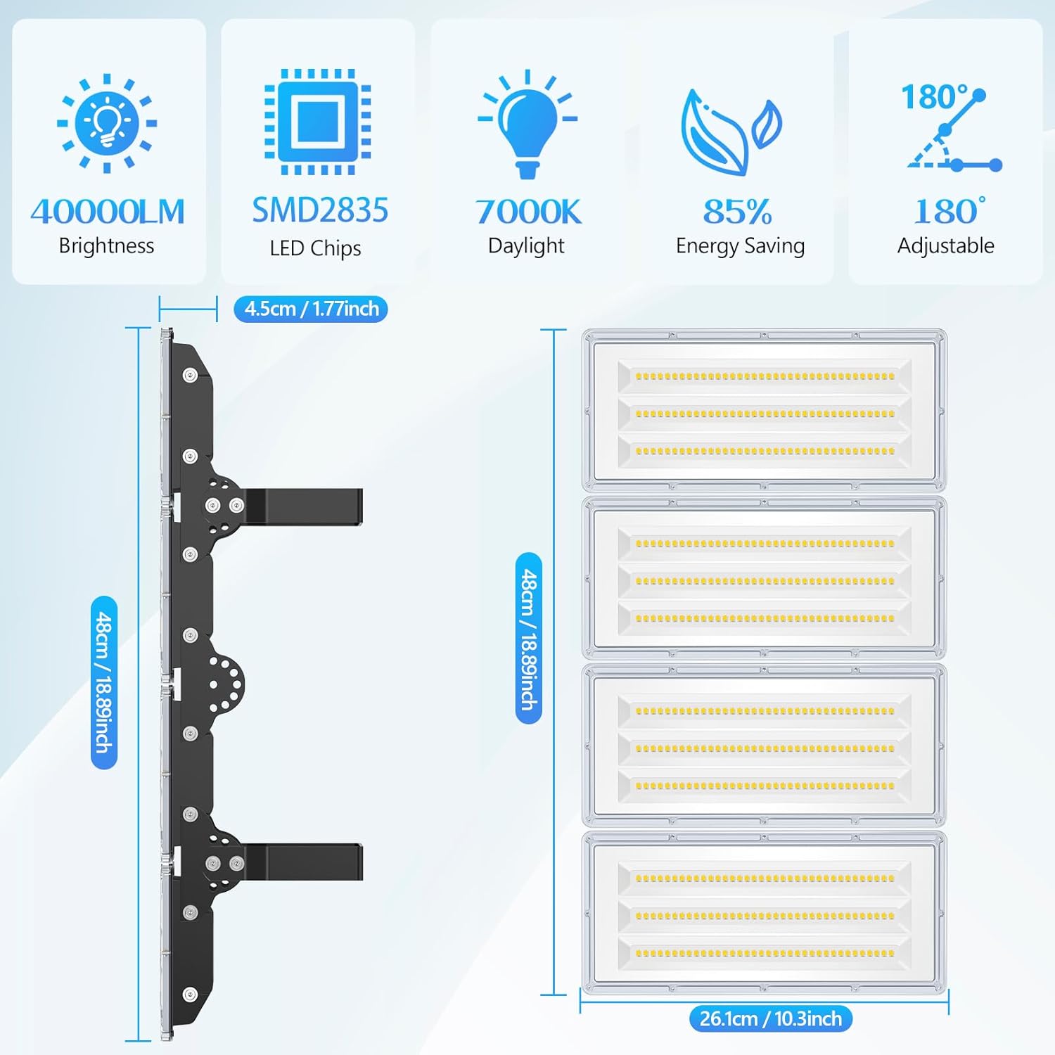YIQIBRO LED Strahler Außen 400W 2 Stück, 40000LM Superhell Fluter Außen, Aussenstrahler Wasserdicht IP67, 6500K Außenstrahler LED Scheinwerfe