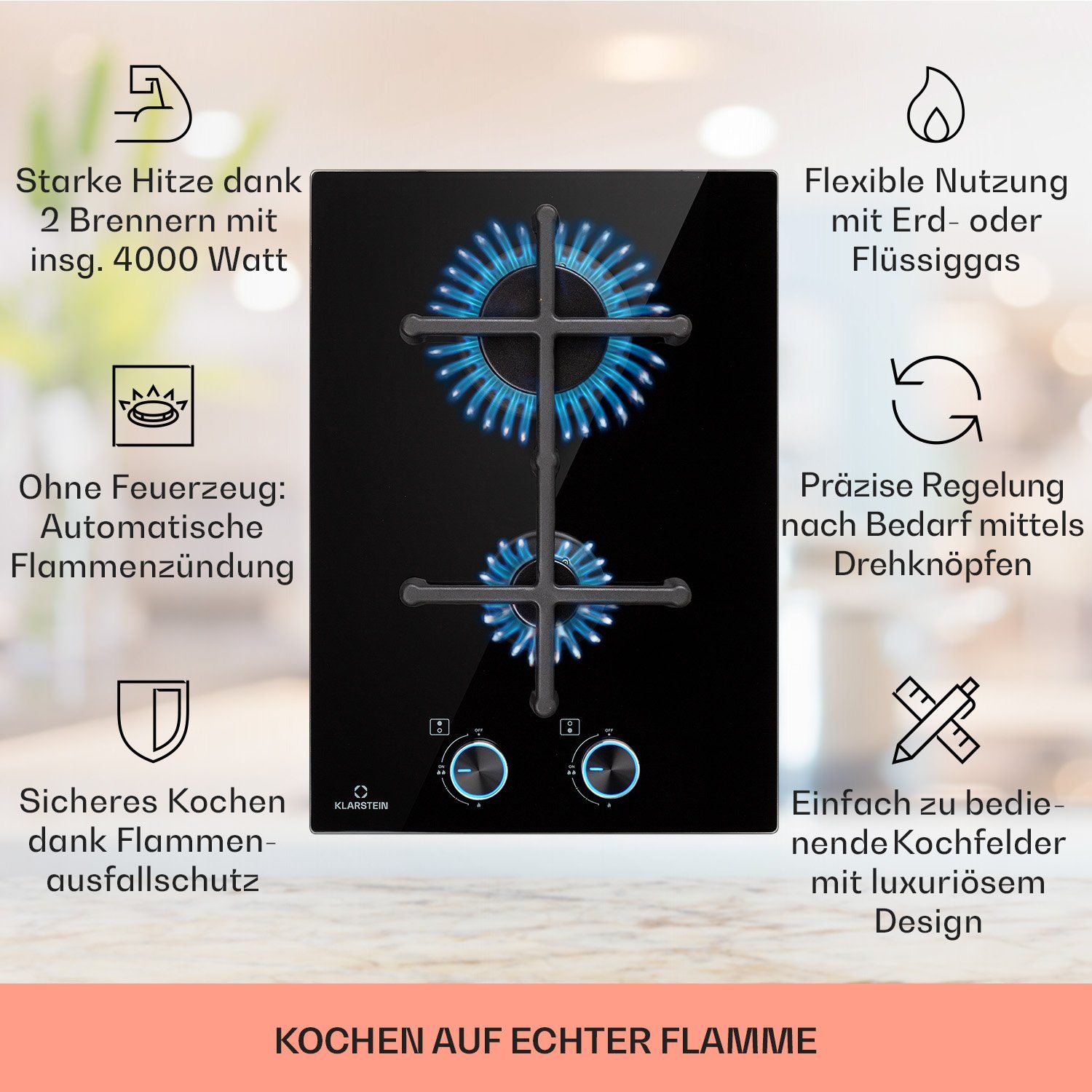 Gas-Kochfeld Illuminosa Domino
