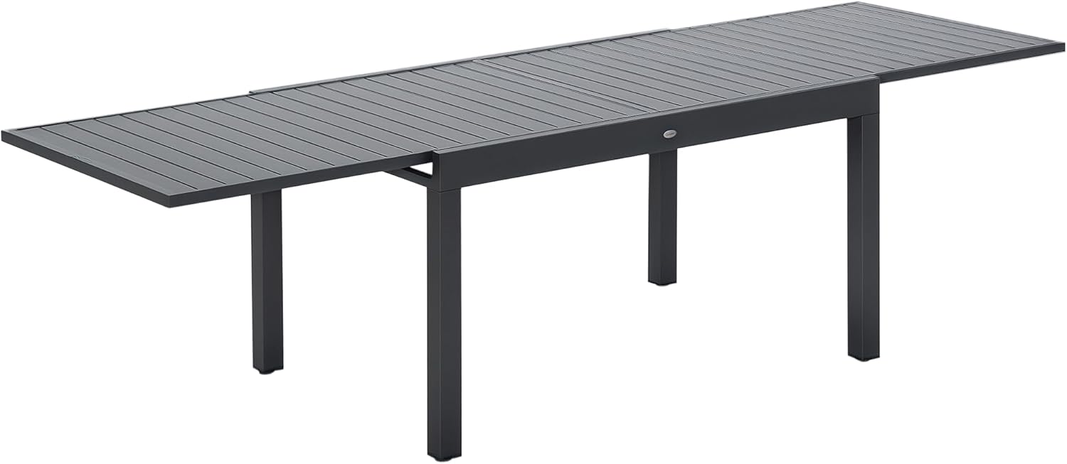 Outsunny Extendable Garden Table for 8-10 People with Aluminium Frame, 135-270 x 90 x 75 cm, Grey