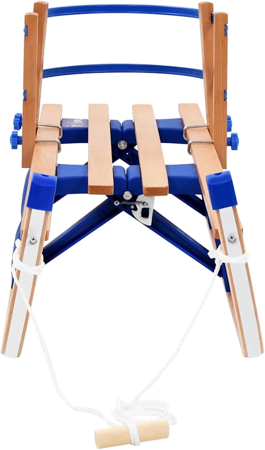 Tidyard Klappschlitten mit Rückenlehne Holz 119 cm, Schlitten für Rasante Abfahrten Rodelbahn Hüge91458