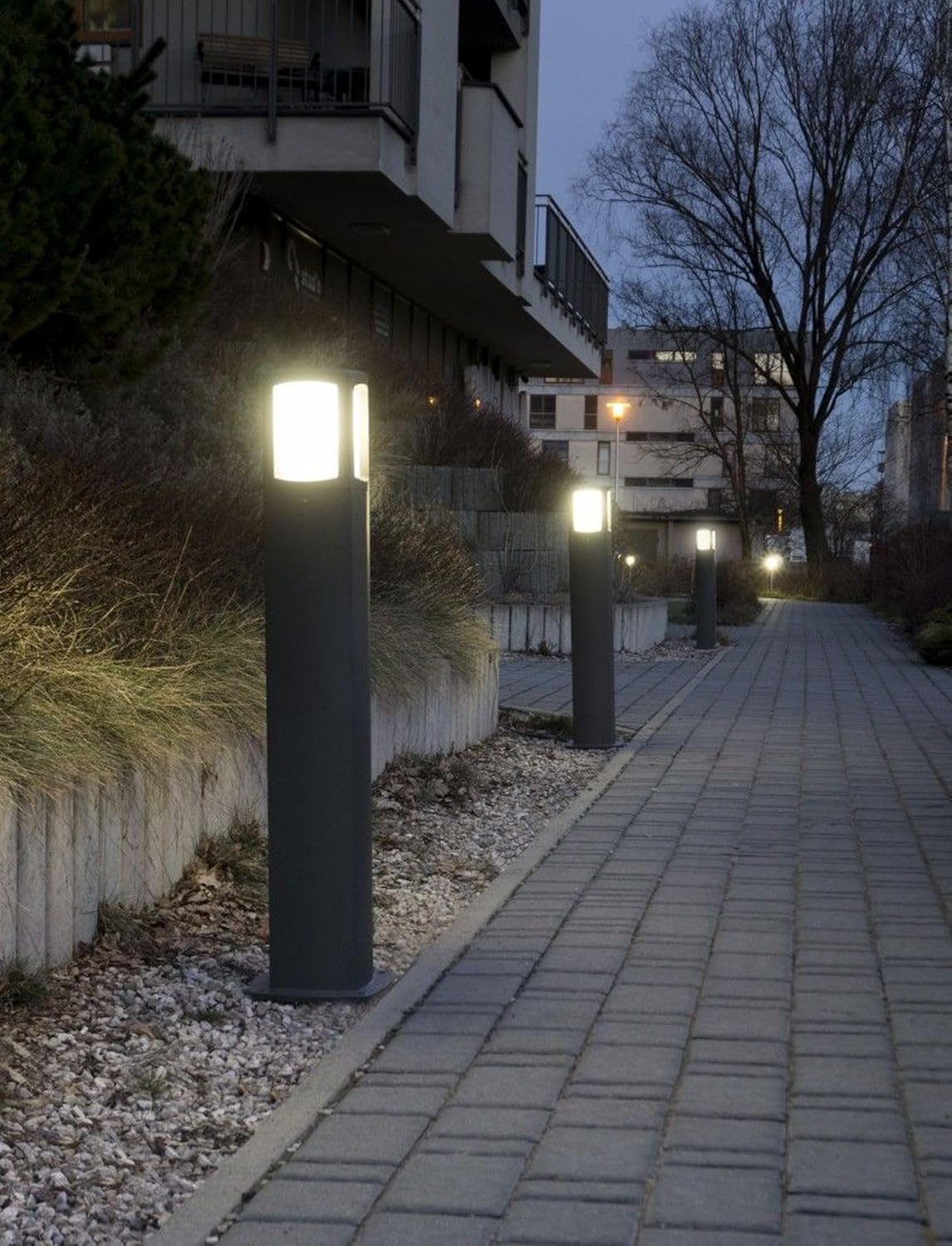 Licht-Erlebnisse Pollerleuchte Outdoor Aluminium Dunkelgrau IP65 Weg Garten Eingang 100 cm hoch E27 bis 100 W blendarme Wegeleuchte für außen NEURAM
