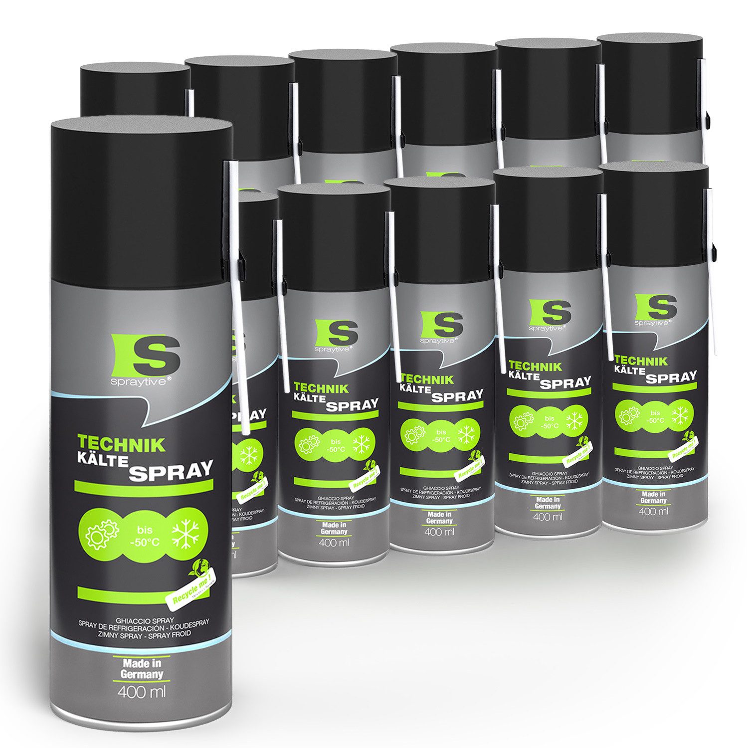 Kältemittel 12x 400ml Kältespray Werkstatt: Eisspray, Vereisungsspray bis -50°C
