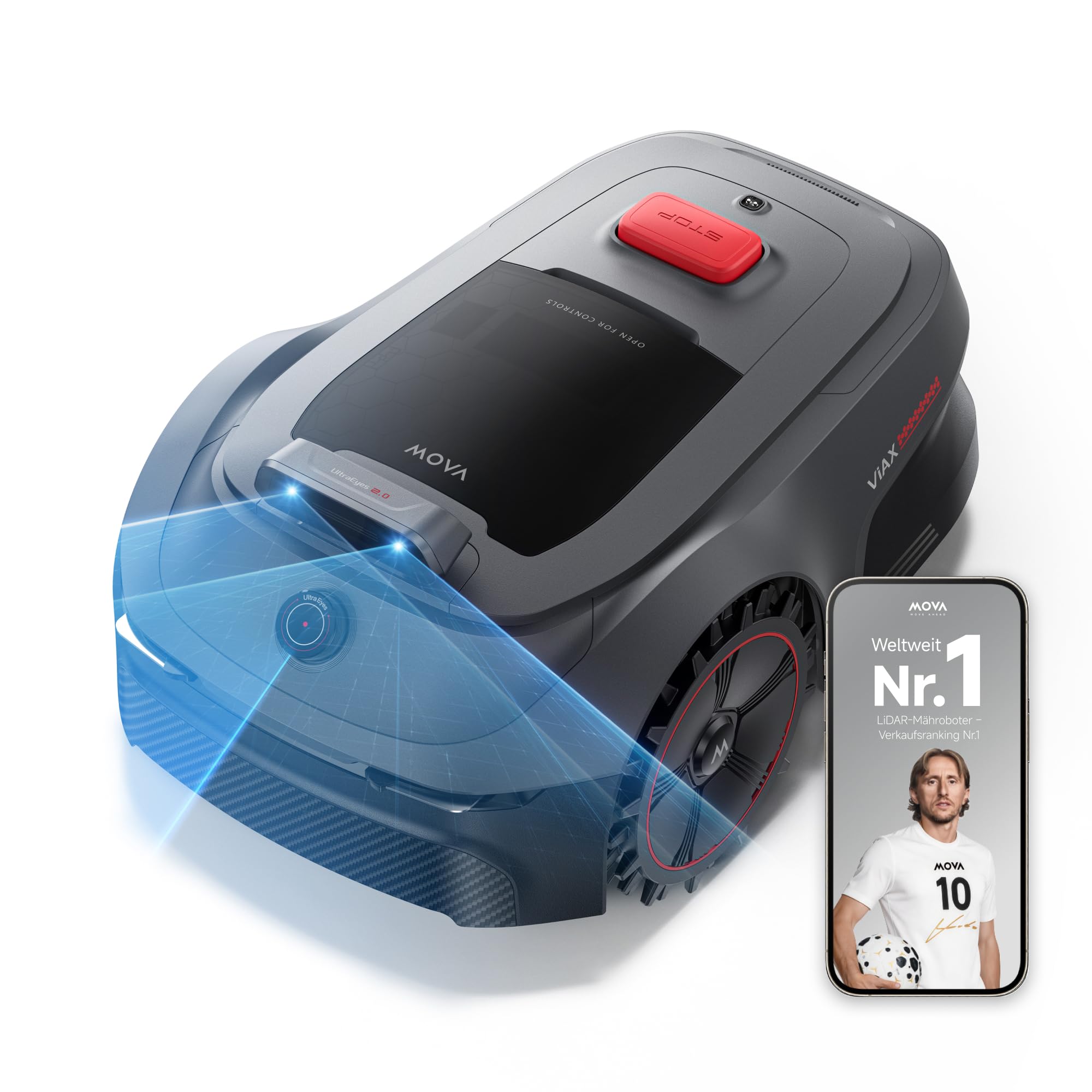 Mähroboter ViAX 500 ohne Begrenzungskabel mit 360°-LiDAR und Dual-KI-Vision, 20 cm Schnittbreite