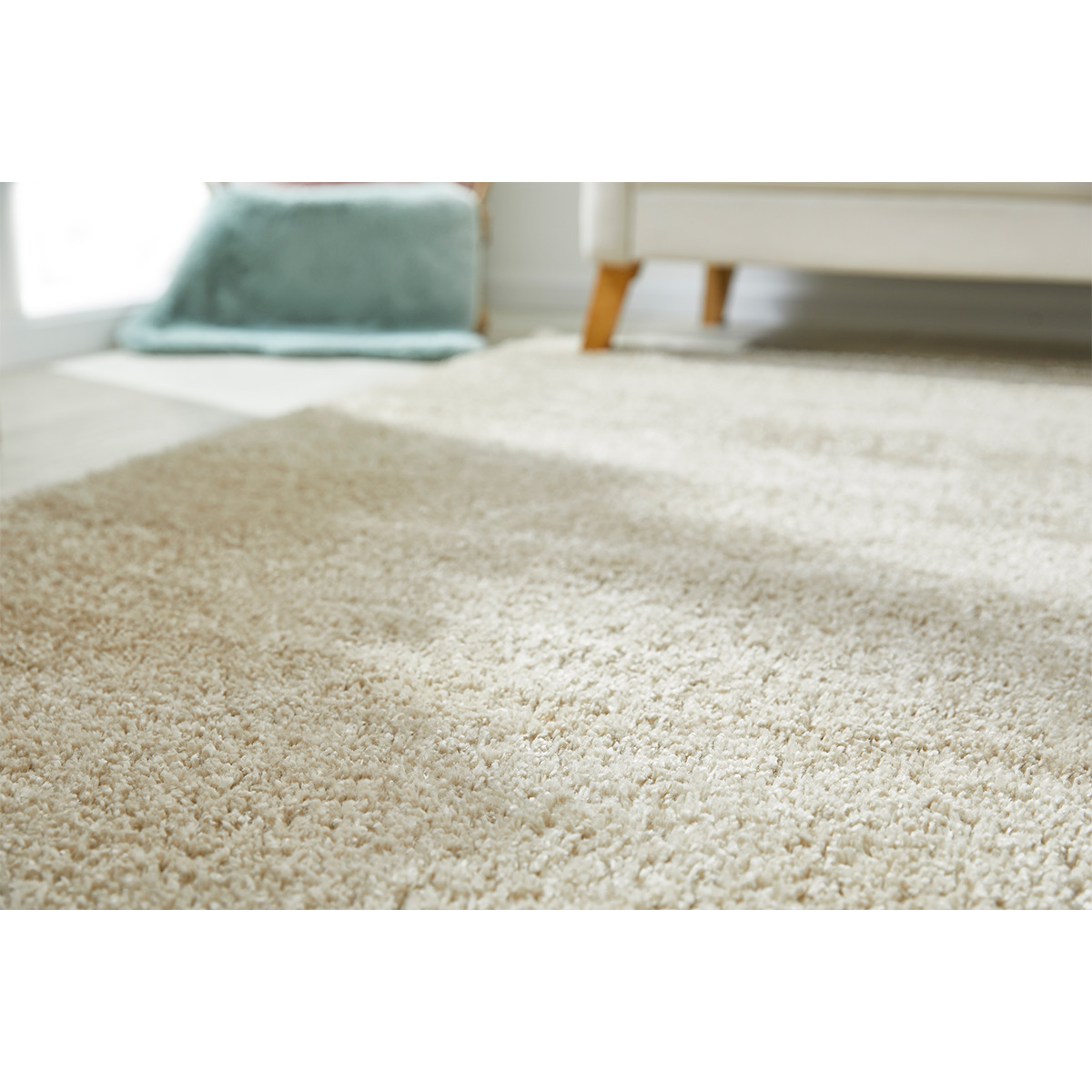 HOMCOM Hochflor Teppich Beige 150 x 80 x 4 cm