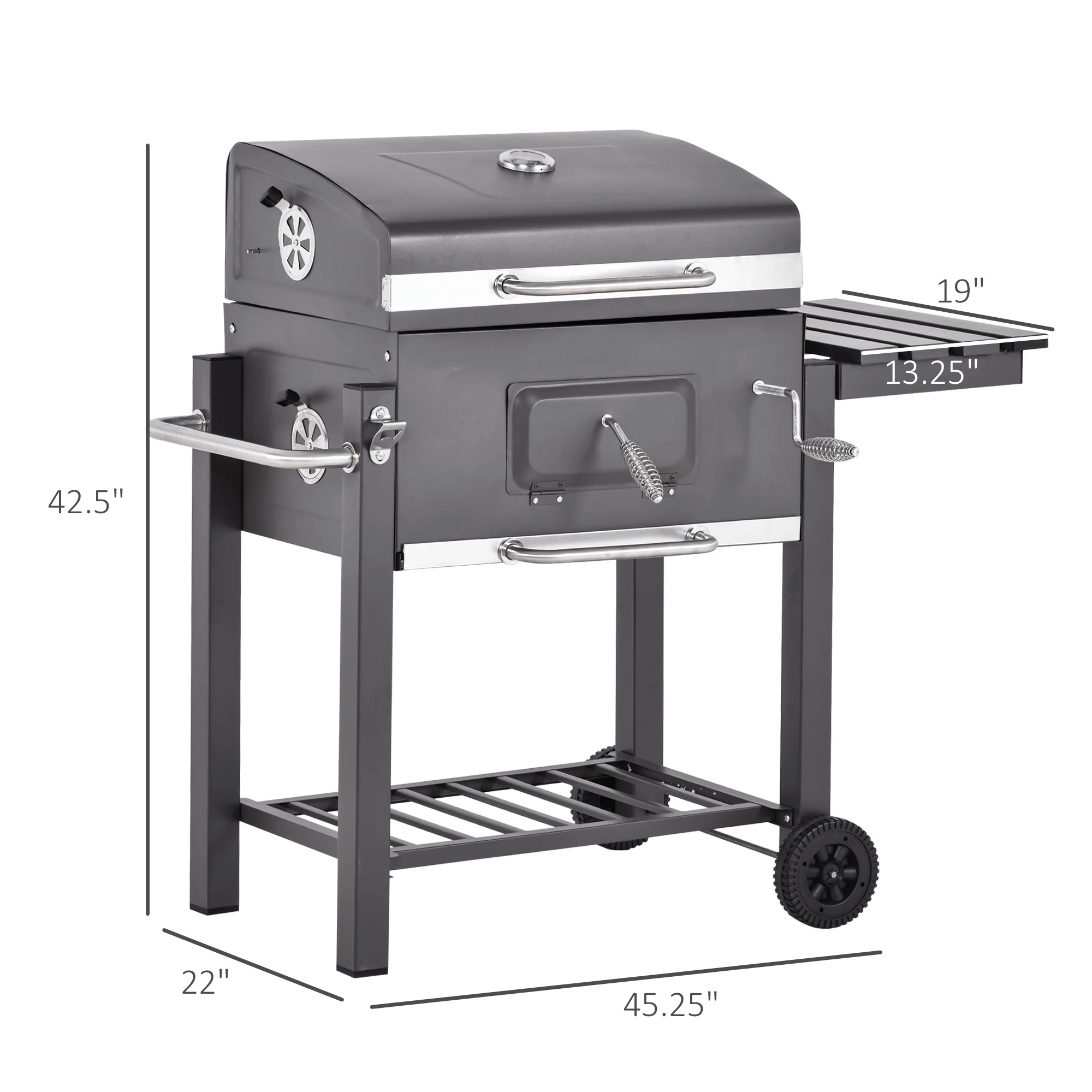 2025 Outsunny houtskoolbarbecue, draagbare buitenbarbecue, grijs