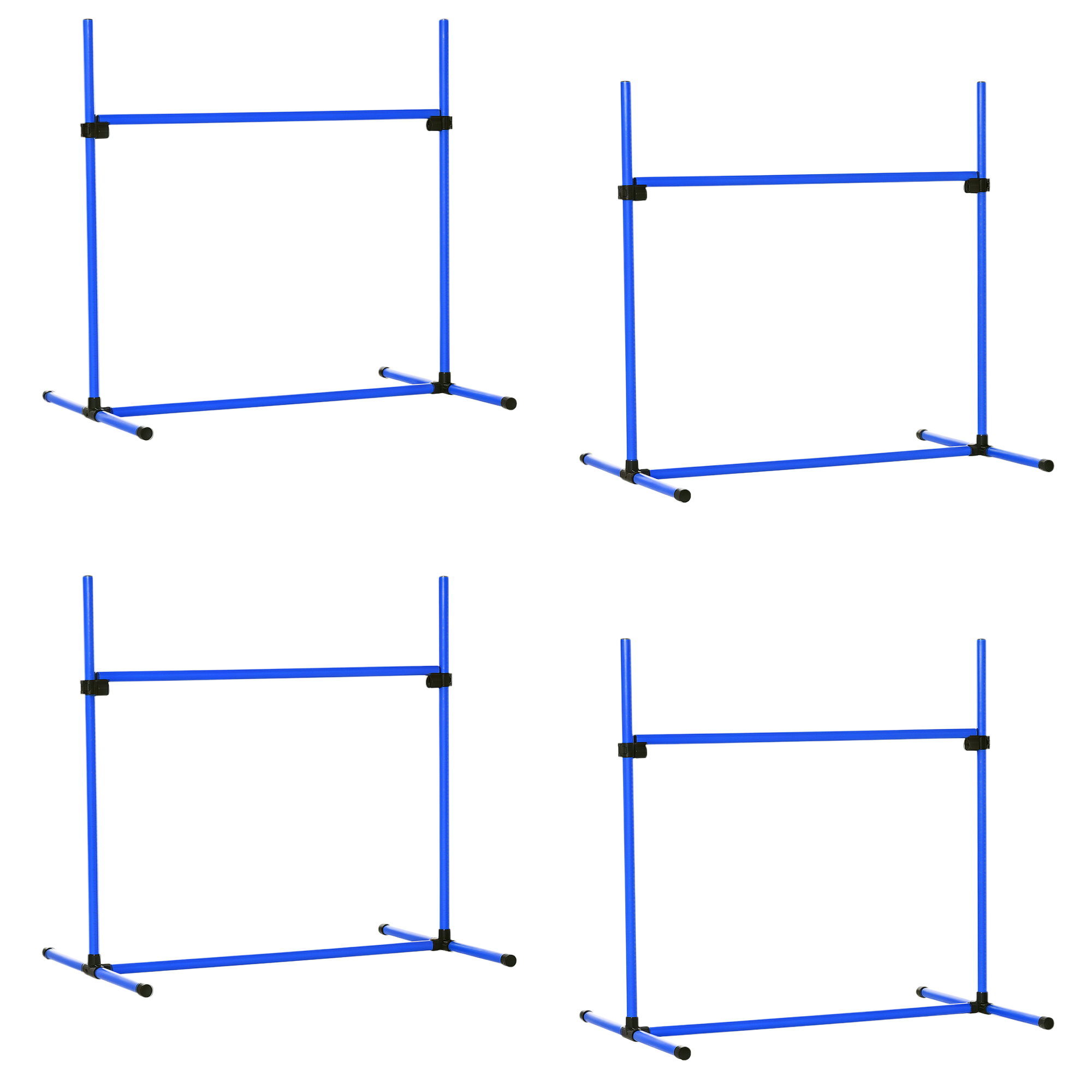 PawHut Agility Set Hunde 4-teiliges Agility-Ausrüstung für Hundetraining Steckhürdenset mit 4 höhenverstellbar Hürden Tragetasche Koordinationstraining Agilityset für Spiele Training