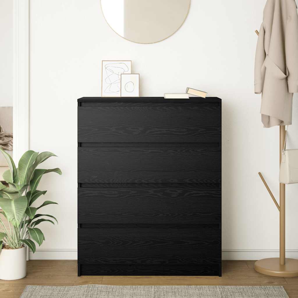 Credenza Rovere Nero 80x35x99 cm in Legno Multistrato