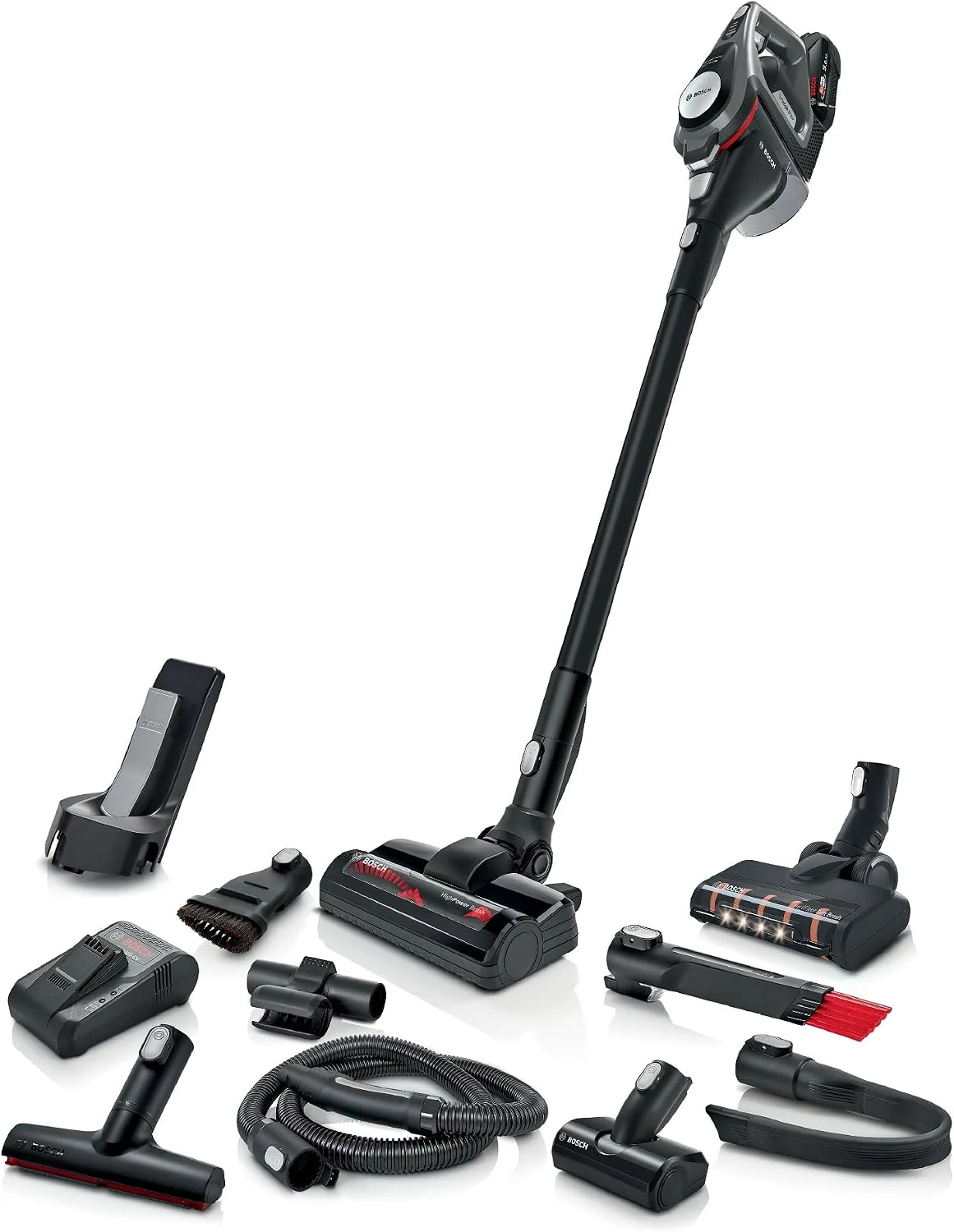 Bosch Akku-Staubsauger Unlimited 8 BSS825MULT, austauschbarer 5.0 Ah Akku, kabellos, HEPA-Filtersystem, 10 Jahre Motorgarantie, hohe Saugkraft, grau
