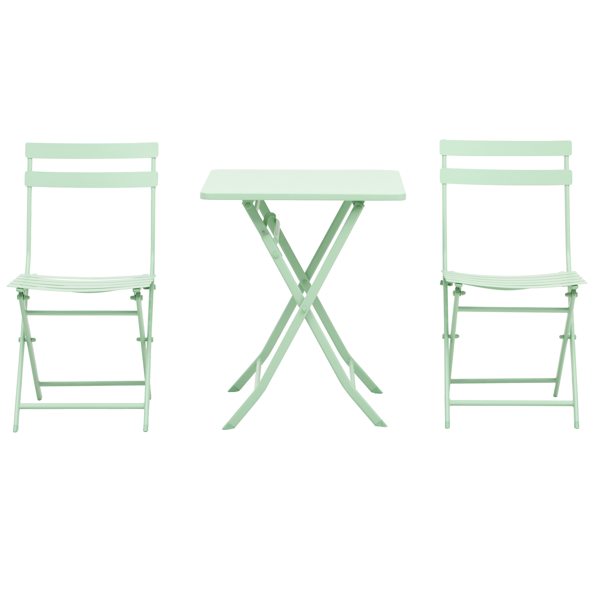 Outsunny Gartenmöbel Bistro Set klappbar - quadratischer Tisch 60L x 60B x 71H cm mit 2 Stühlen - pulverbeschichteter Stahl Wassergrün