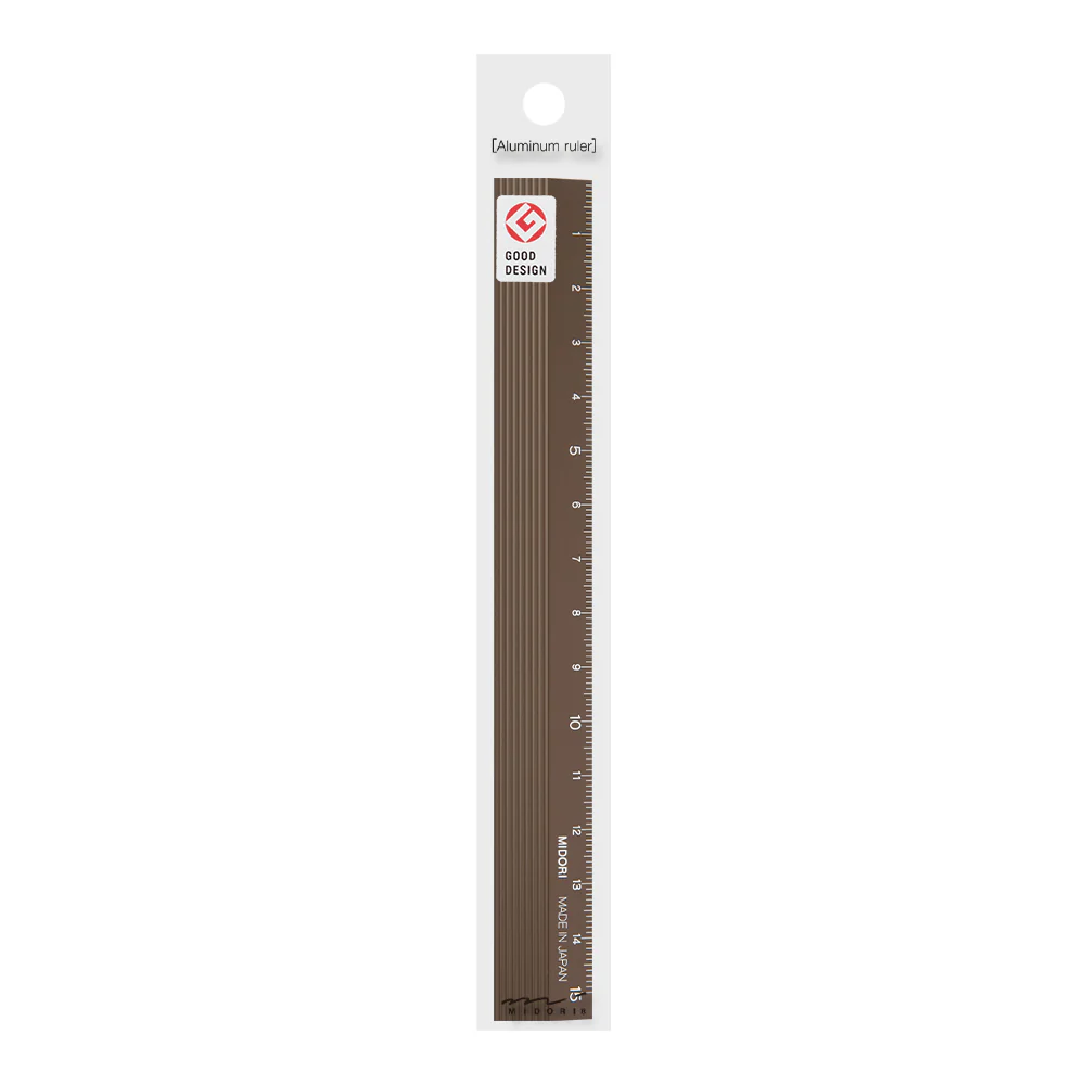 Midori Aluminum Ruler (15cm) - Brown