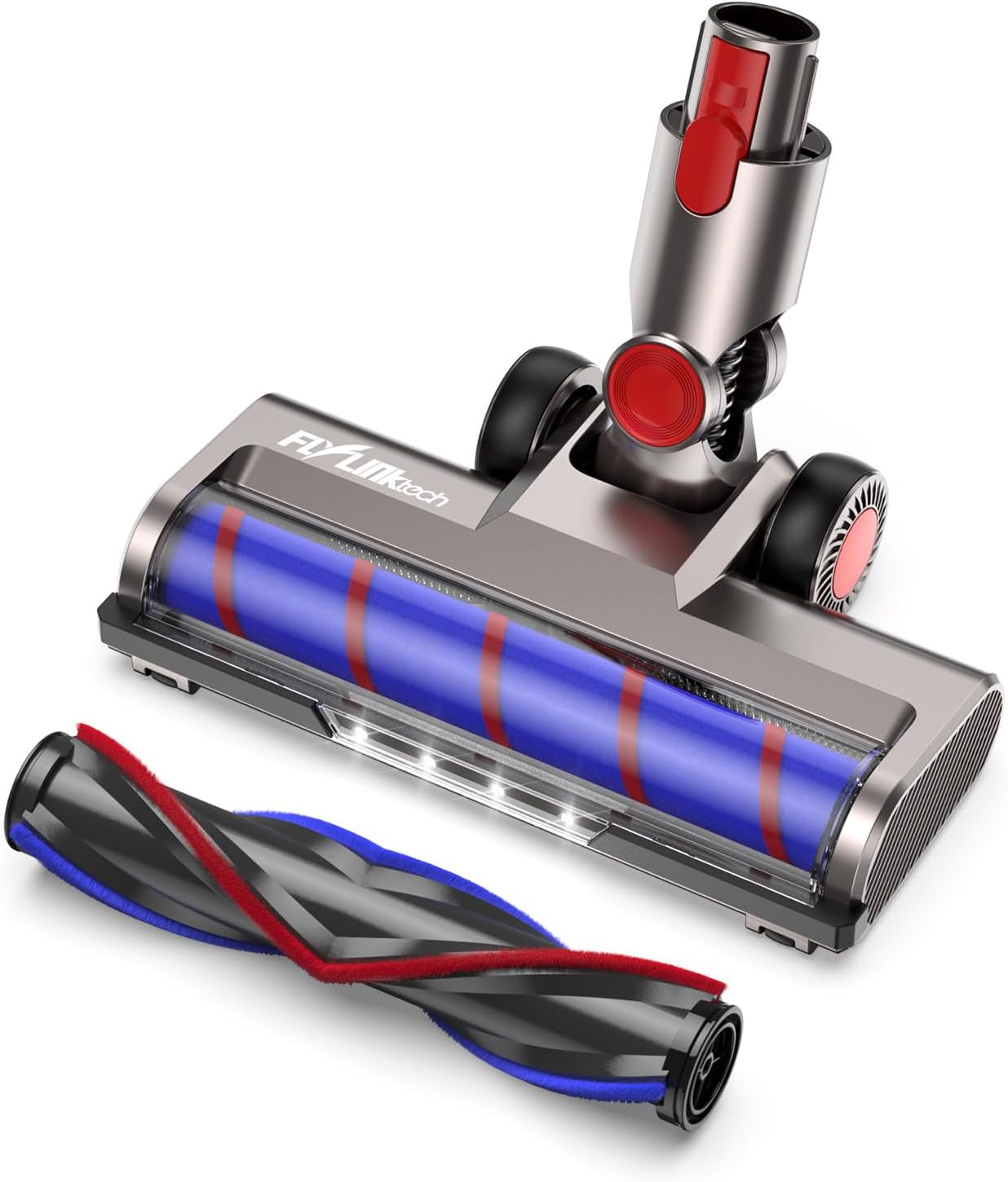 Spazzola Compatibile con Dyson V7 V8 V10 V11 V15 per Aspirapolvere, Spazzola di Ricambio che Ruota di 180掳 e si Adatta a Un'ampia Gamma di Pavimenti, con 4 Testine LED e 2 Rulli di Ricambio
