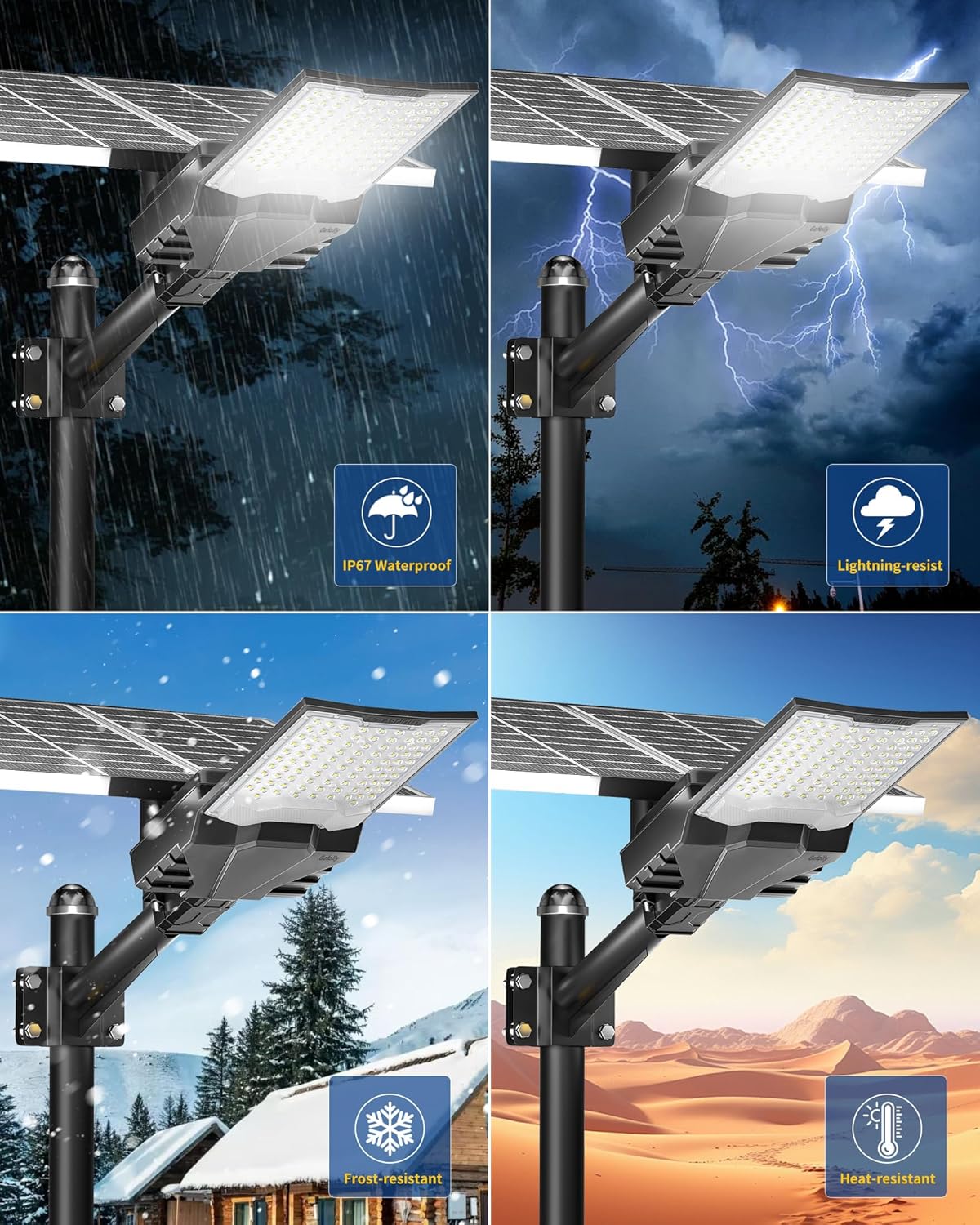 Gefolly SL-9000W Solar Straßenlaterne für Außen, Solarlampen mit Fernbedienung, 6500K Solarleuchten Dämmerung bis zum Morgengrauen IP67 Wegeleuchte im Freien für Gärten Garage