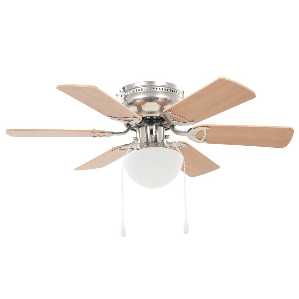 Deckenventilator Dekorativer Deckenventilator mit Leuchtmittel 82 cm Hellbraun
