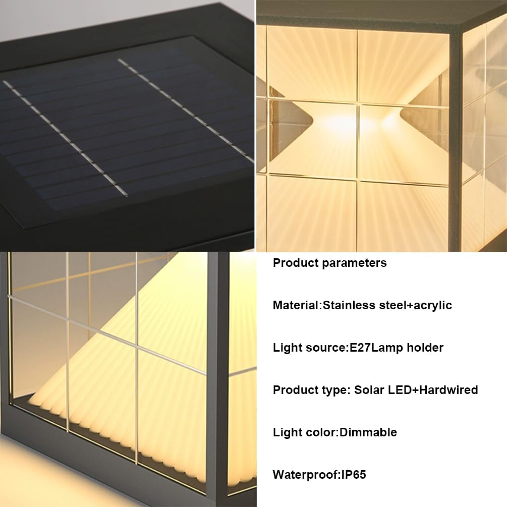 Solar-Garten-Säulenleuchte, wasserdicht, Landschafts-Stehlampe, hohe Helligkeit, Pfostenleuchte für Korridore, Balkone, Gänge und Zäune, perfekt für Terrassenbeleuchtung