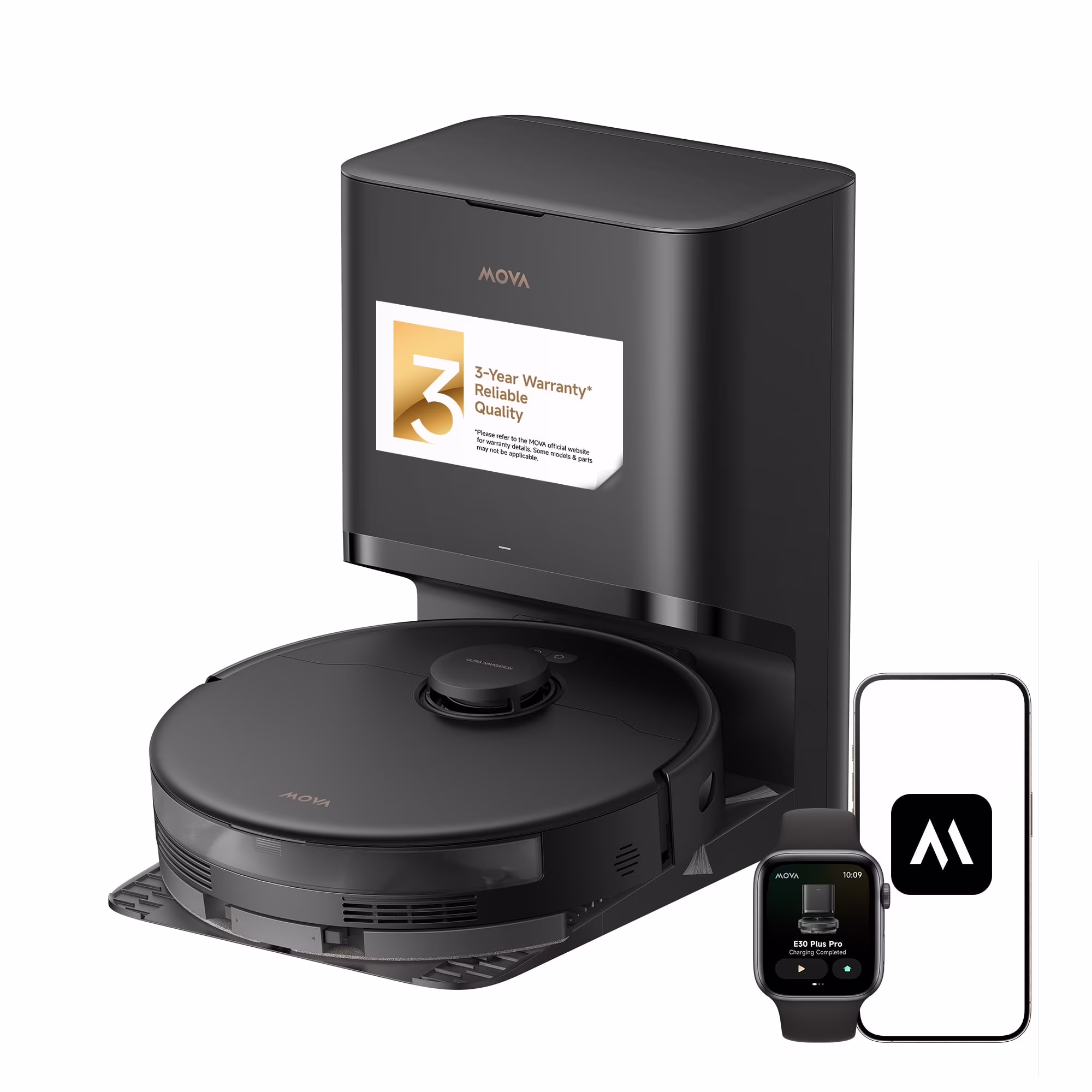 MOVA E30 Pro Plus Robot Vacuum, Anti-tangle DuoBrush, Auto Empty Base Station, Smart Carpet Cleaning