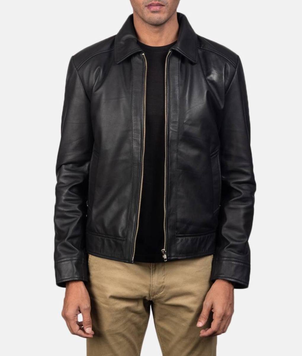 Larry Black Leather Jacket For Men