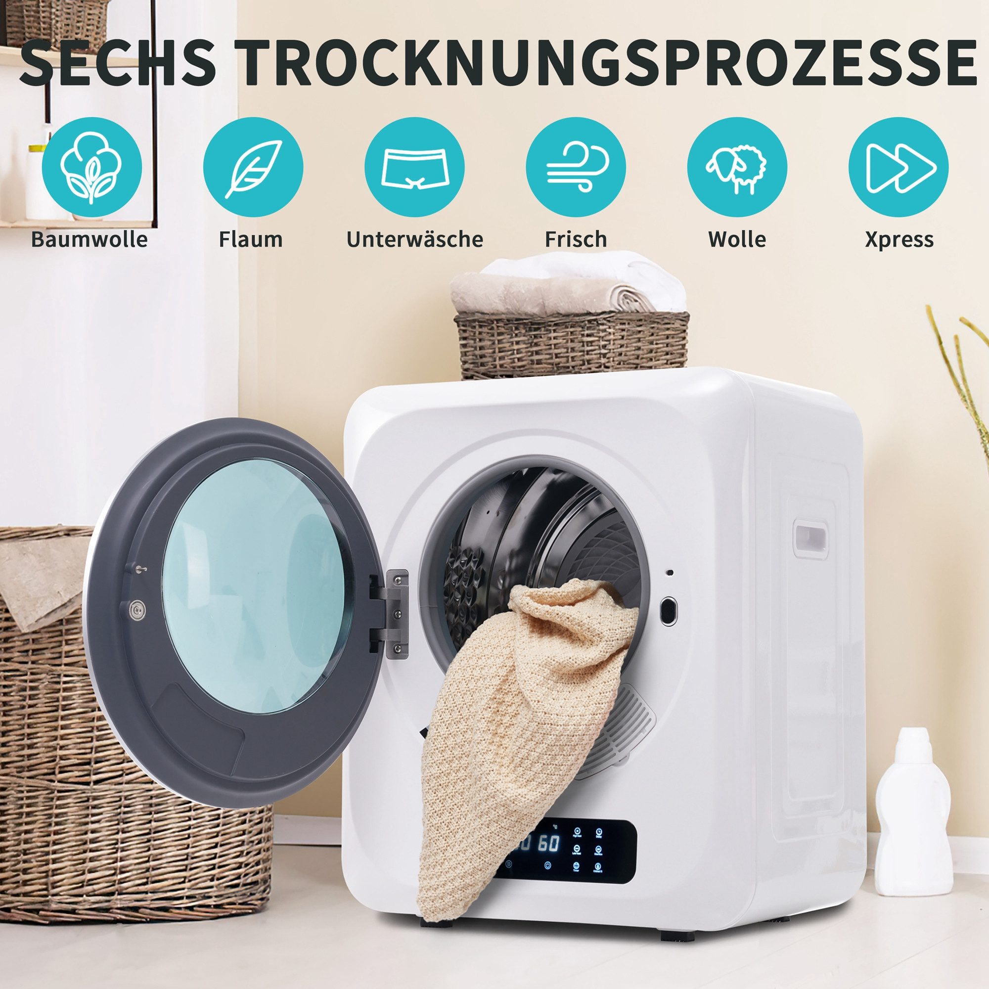 Ablufttrockner Platzsparendes Wandmontage-Design 3 kg