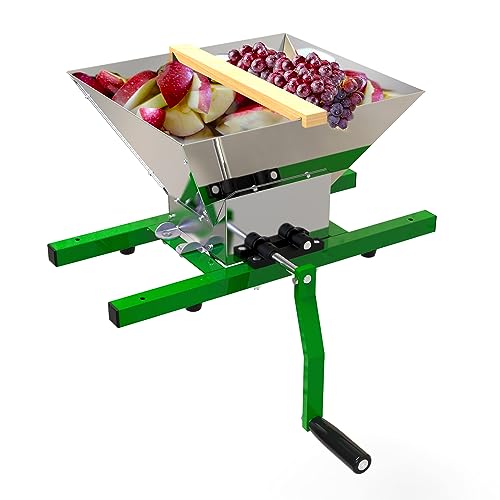 Fruit and Apple Crusher   7L Manual Juicer Grinder,Portable Fruit Scratter Pulper for Wine and Cider Pressing(Stainless Steel,1.8 Gallon,Green): Home & Kitchen