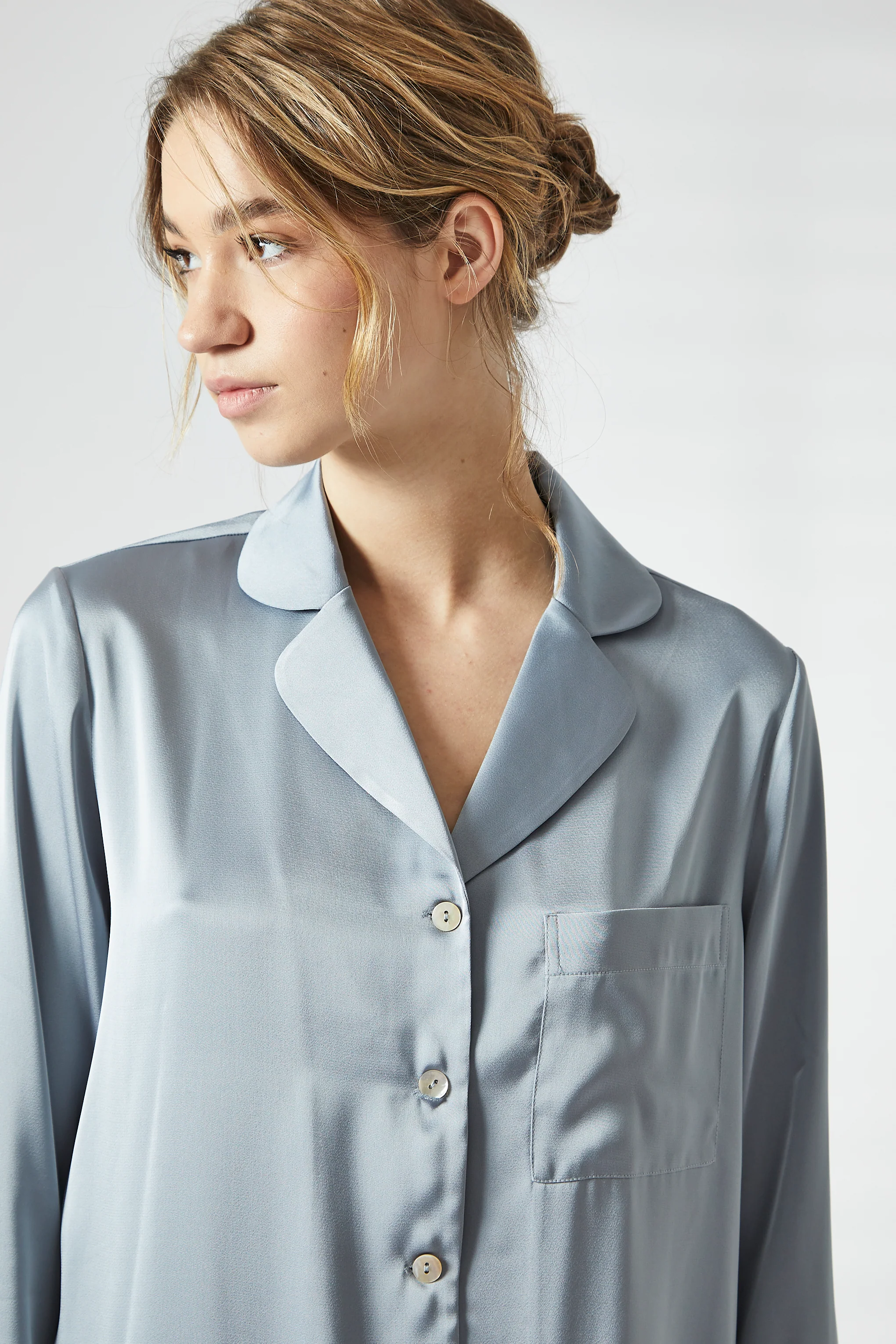 Dusty Blue Satin Night Dress