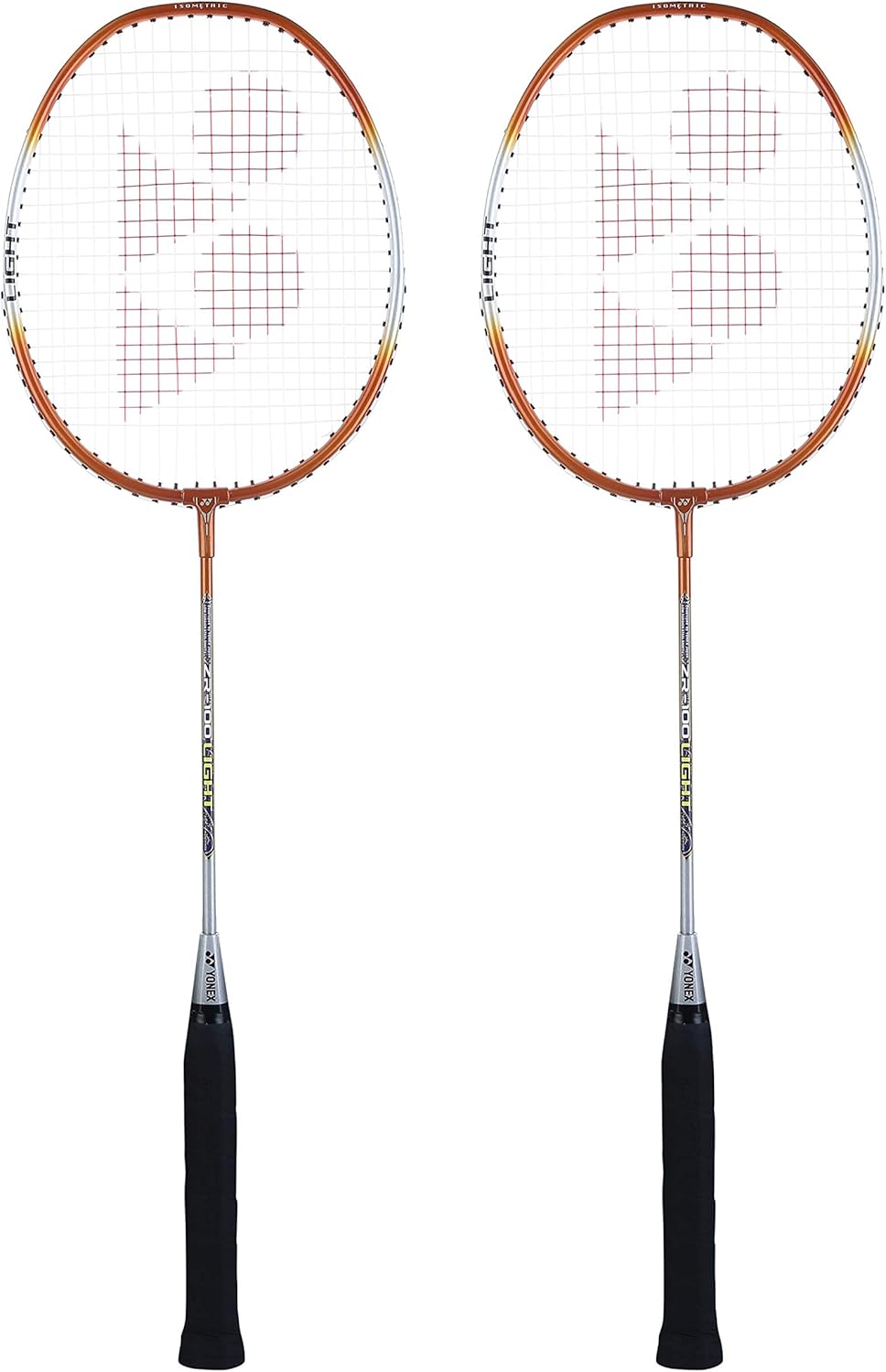 Yonex ZR 100 - Racchetta da badminton leggera in alluminio con copertura completa, set da 2 pezzi, prodotta in India