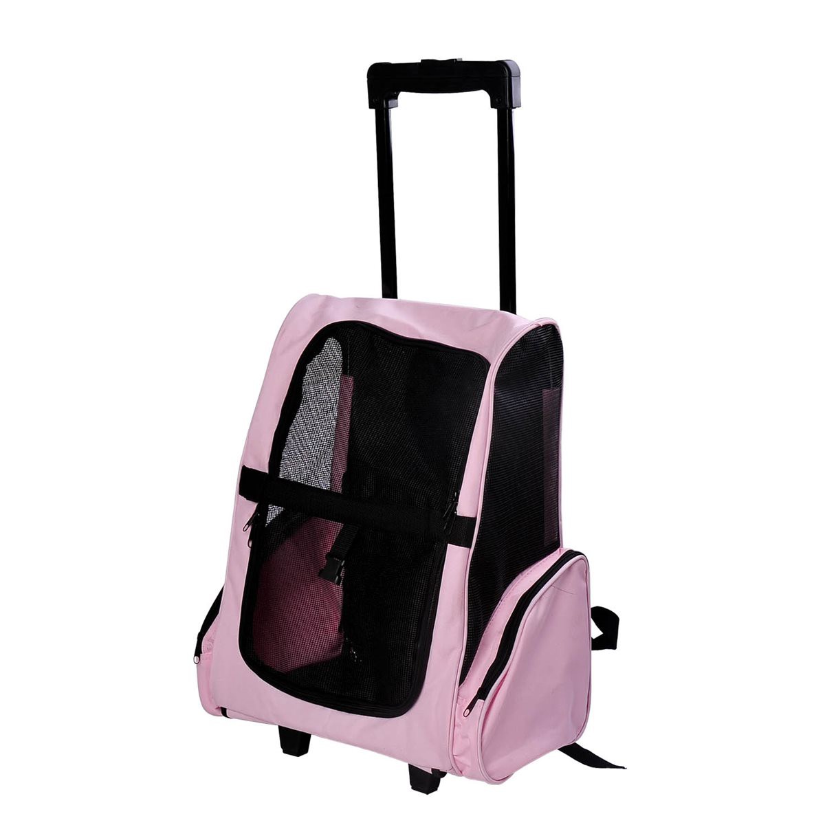 PawHut 2in1 Hunde Trolley Tragetasche Transporttasche Rucksack Hunde Box Hunde Trolley pink