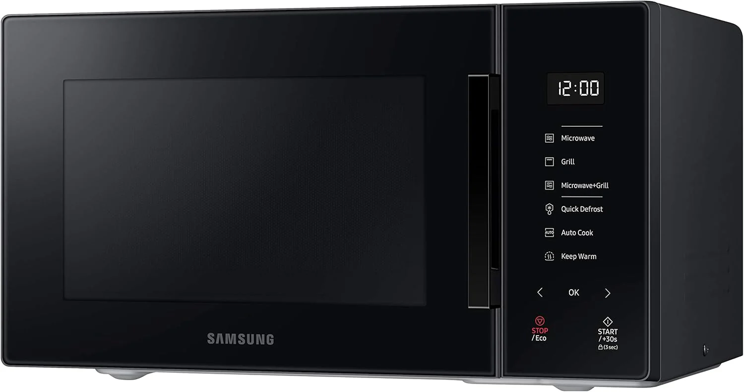 Samsung Tisch-Mikrowelle Glas Design MG23T5018CP/ET, knuspriges Kochen, AirFry, Mikrowelle + Grill 800 W + 1100 W, 23 l, 49 x 27,5 x 38 cm, Puder