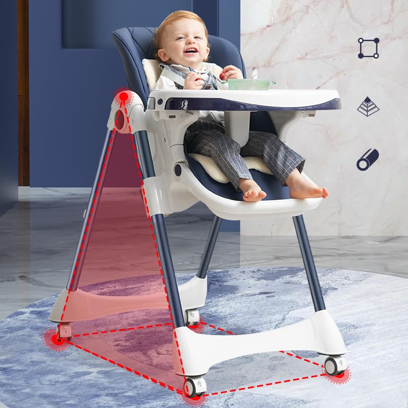 Joyeuse Planet   Seggiolone Evolutiva LUXTAR, Poltrona Bambino, 0 6 anni, Piegato, Pronto per l'uso, Pieghevole compatto, Due vassoi, Poggiapiedi Regolabile, Nascita (Blu) : Prima infanzia