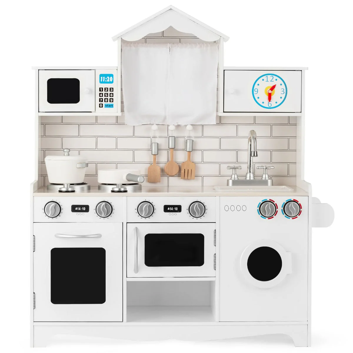 Cucina per bambini in legno 3 anni + cucina per bambini con effetti luminosi e sonori lavatrice microonde