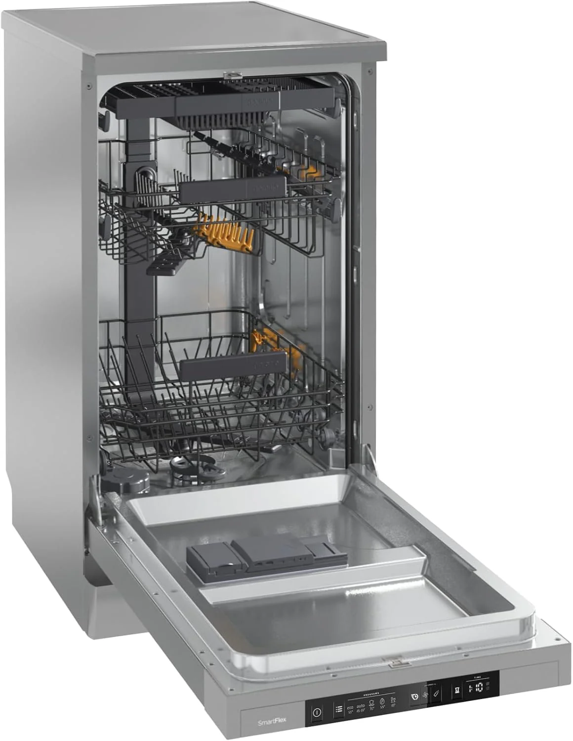 Gorenje GS 541D10 X Freistehender Geschirrspüler / SuperSilent / 11 Maßgedecke / 5 Programme / Programmanzeige / TotalDry / Silber, 45 cm breit