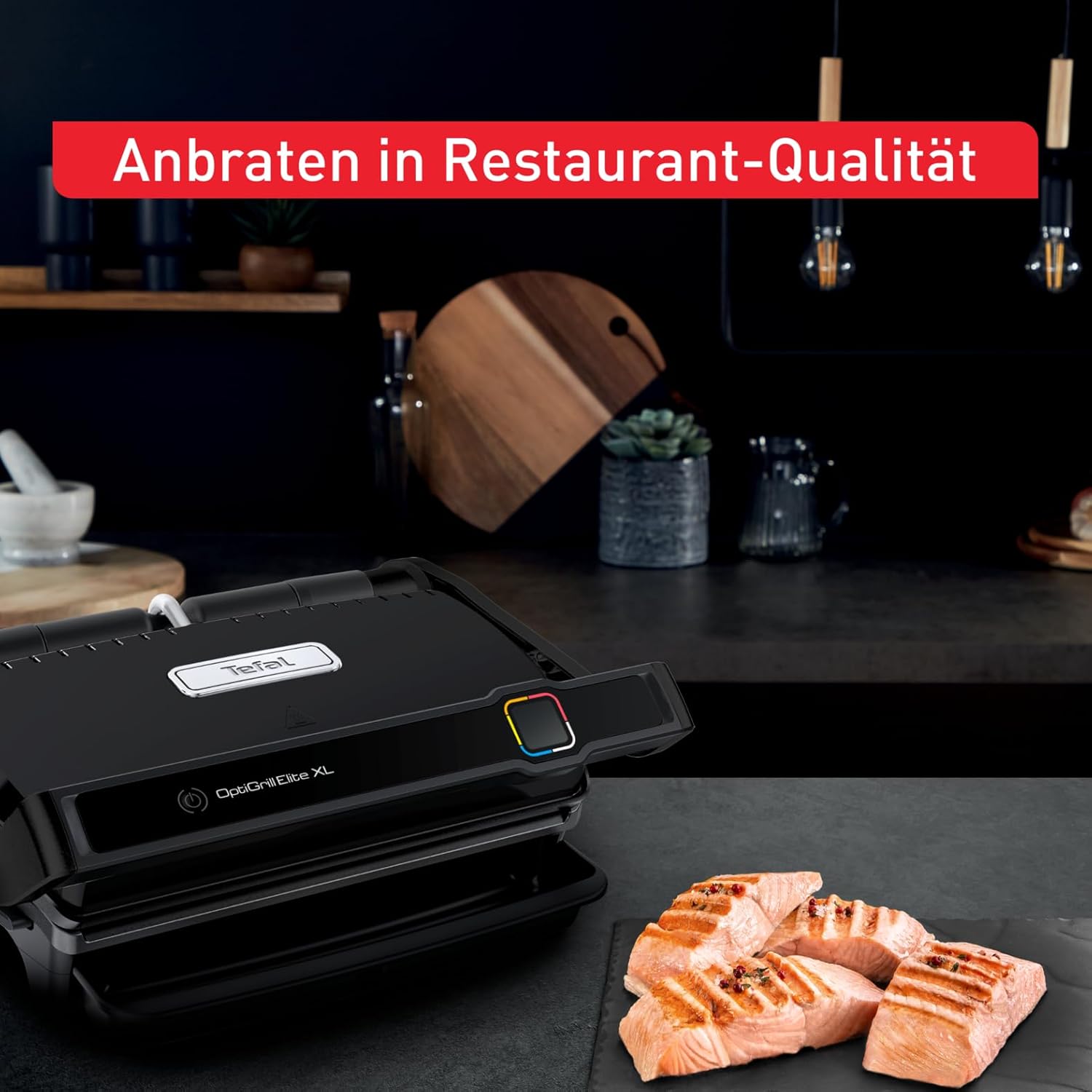 Tefal OptiGrill Elite XL Kontaktgrill, automatische Garzeitanpassung, perfekte Ergebnisse, 16 Programme, digitales Display mit Garstufenanzeige, abnehmbare XL-Platten, Elektrogrill, schwarz, GC760812