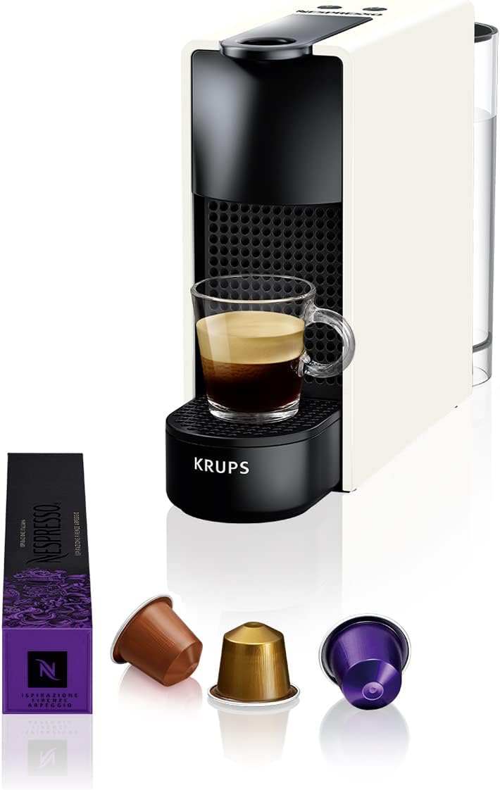 Krups Nespresso Essenza Mini XN1101, Coffee Machine, Nespresso Capsule System, Water Tank 0.6L, White