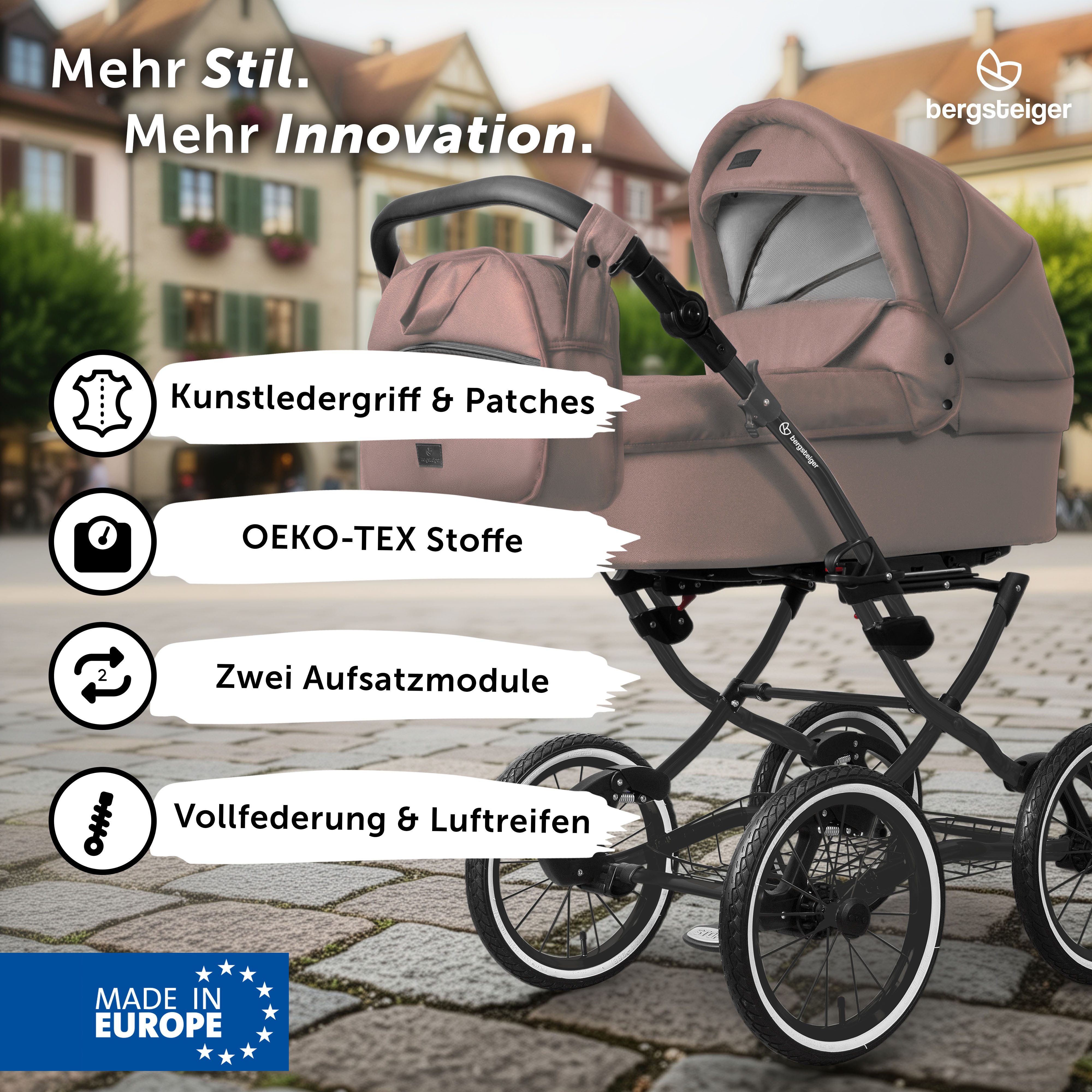 Kombi-Kinderwagen Venedig Retro-Kinderwagen 3in1