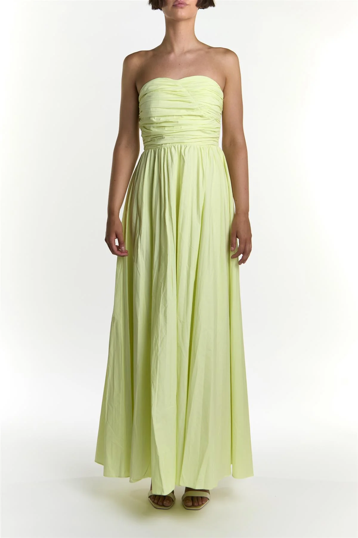 Lime Cream Pleated Maxi-Dress