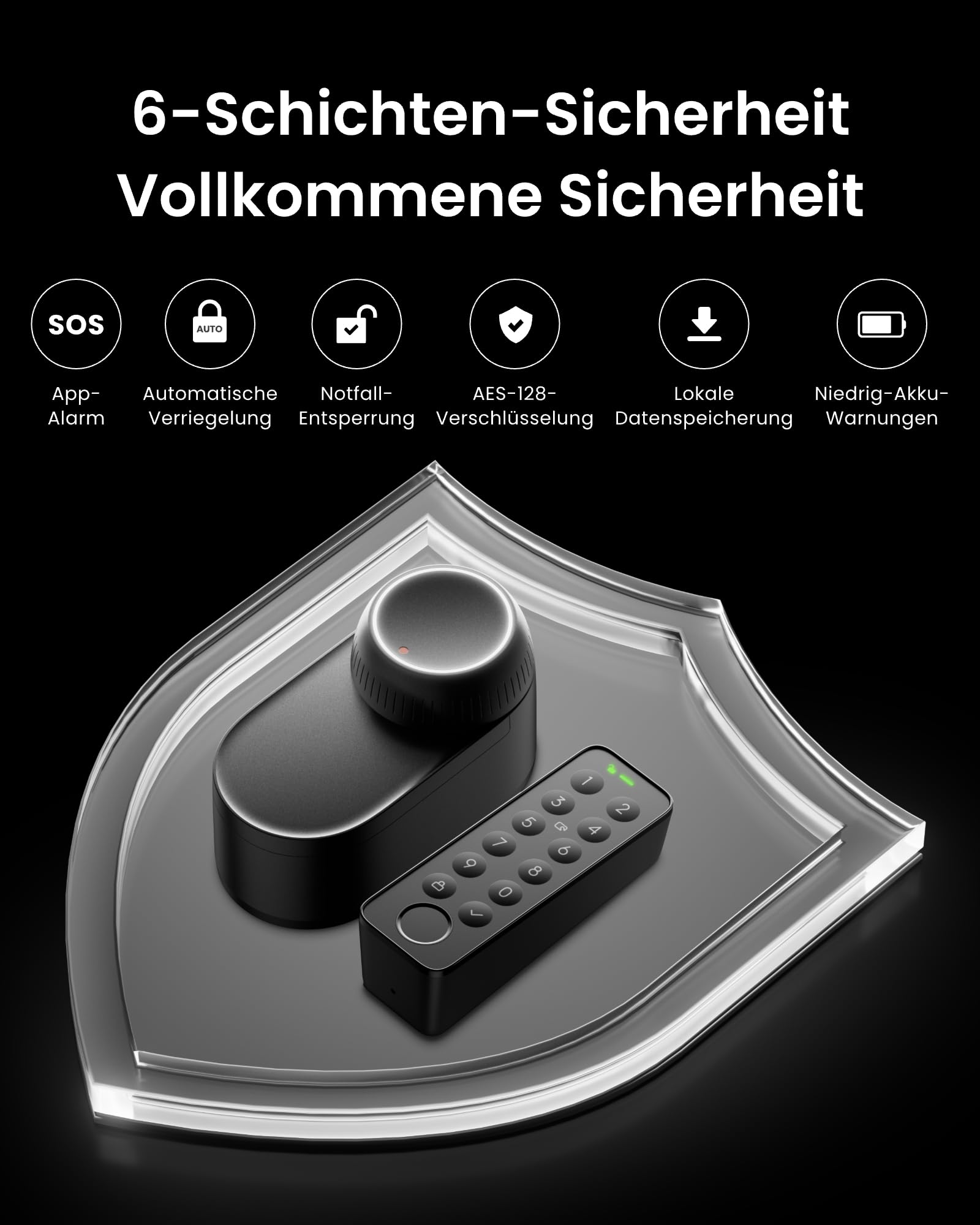 Elektronisches Türschloss Smart Lock Ultra mit Fingerabdruck, NFC-Karte und Keypad Touch, aufladbarer Akku, Matter-fähig, für Smartphone, Alexa und