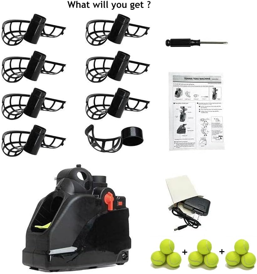 Tennisbälle Maschine(Maximal 30 Bälle),Tennisball Trainer für selbsttraining,Anfänger/Kinder/Lehrer/Zuhause/Gericht,genaue effiziente Ballwurfmaschinen für alle Stufen/Alter,AC&Batterie&USB-Kabel