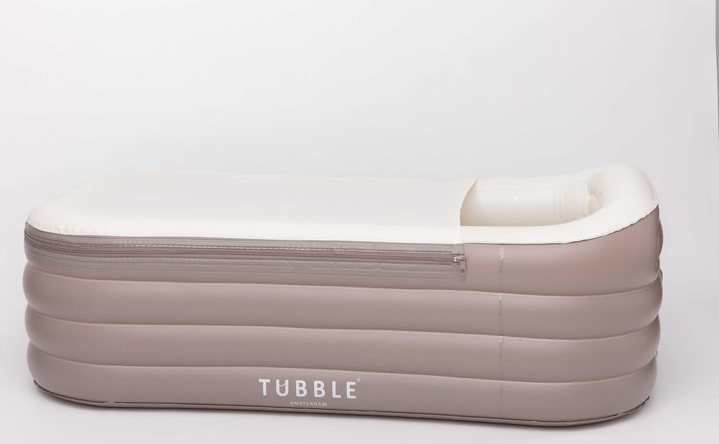 Tubble Royale aufblasbare Badewanne Taupe 255L faltbar für Erwachsene bis 188cm 1min Aufbau innen außen Eisbad