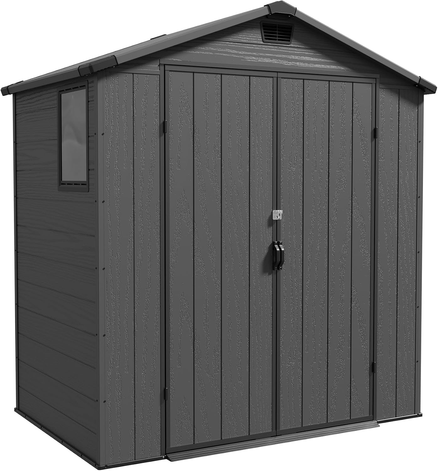 Gerätehaus TRIUMPHKEY, 185x121x210 cm, Dunkelgrau, 6x4 Gartenhaus Kunststoff, Kunststoff mit Boden, Geräteschuppen