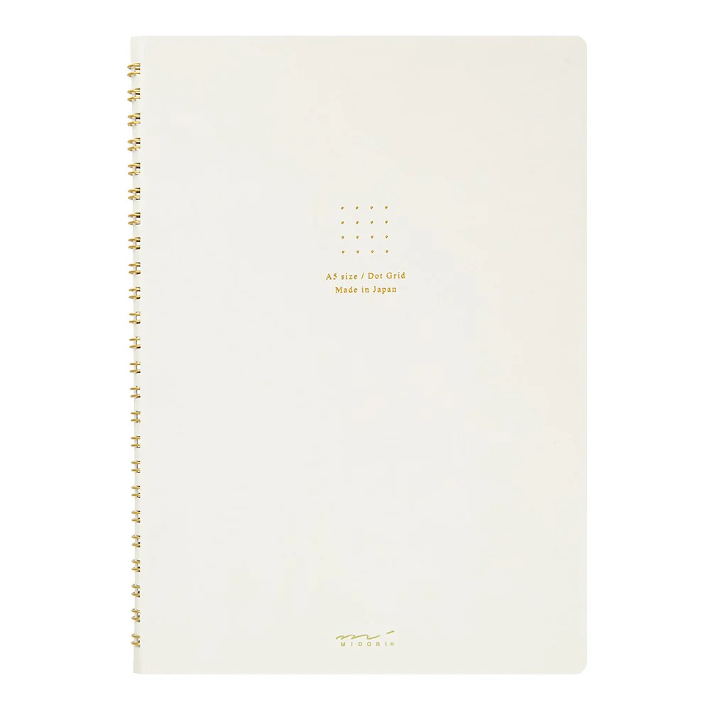 Midori Soft Color Ring Notebook - A5 - Dot Grid - White