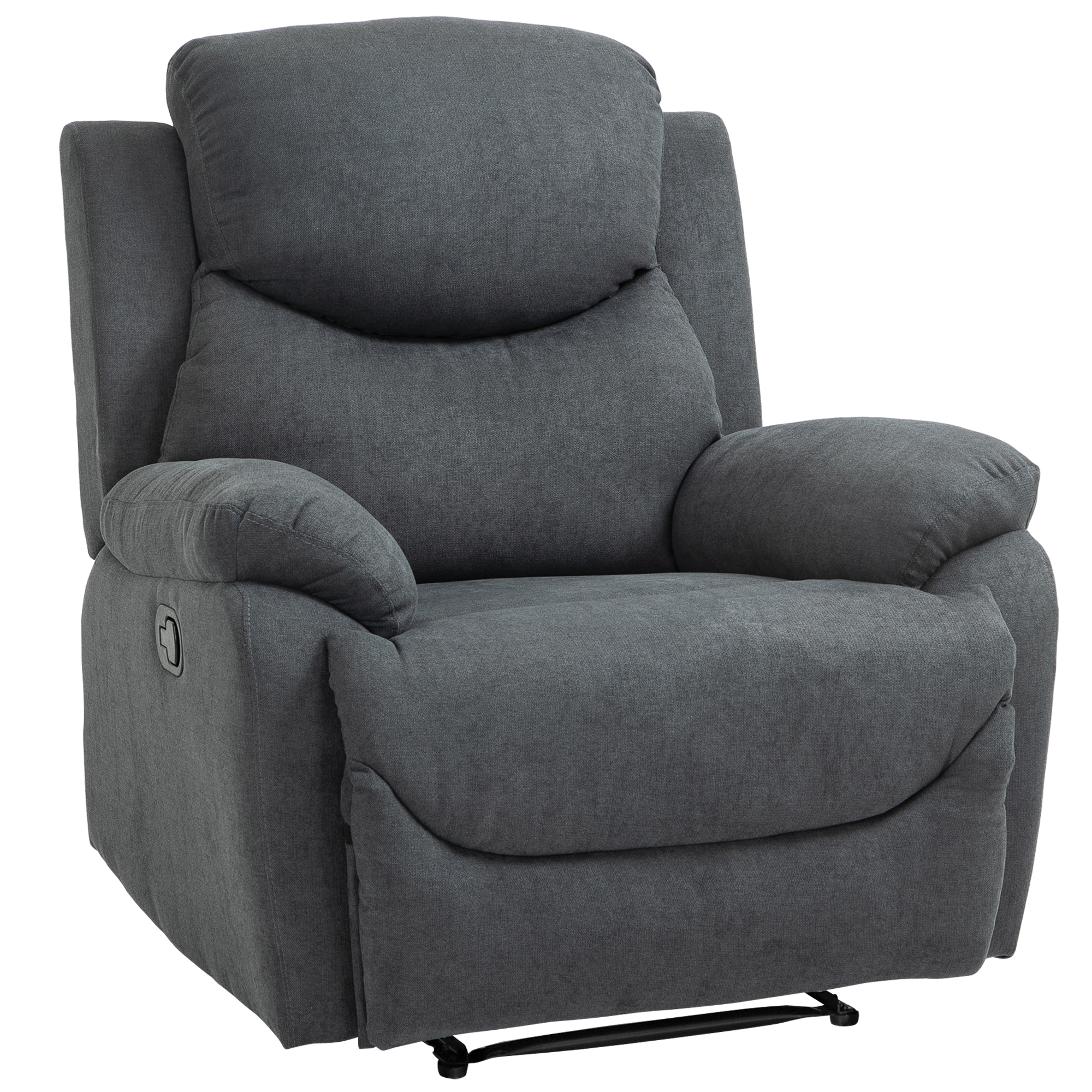 HOMCOM Sessel mit Liegefunktion für Wohnzimmer, 150° neigbar, Leinenoptik, Dunkelgrau