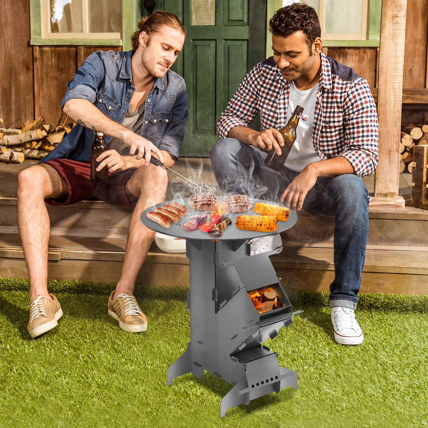Sonnewelt Raketenofen  Fire Gusseisen Stove Grillplatte