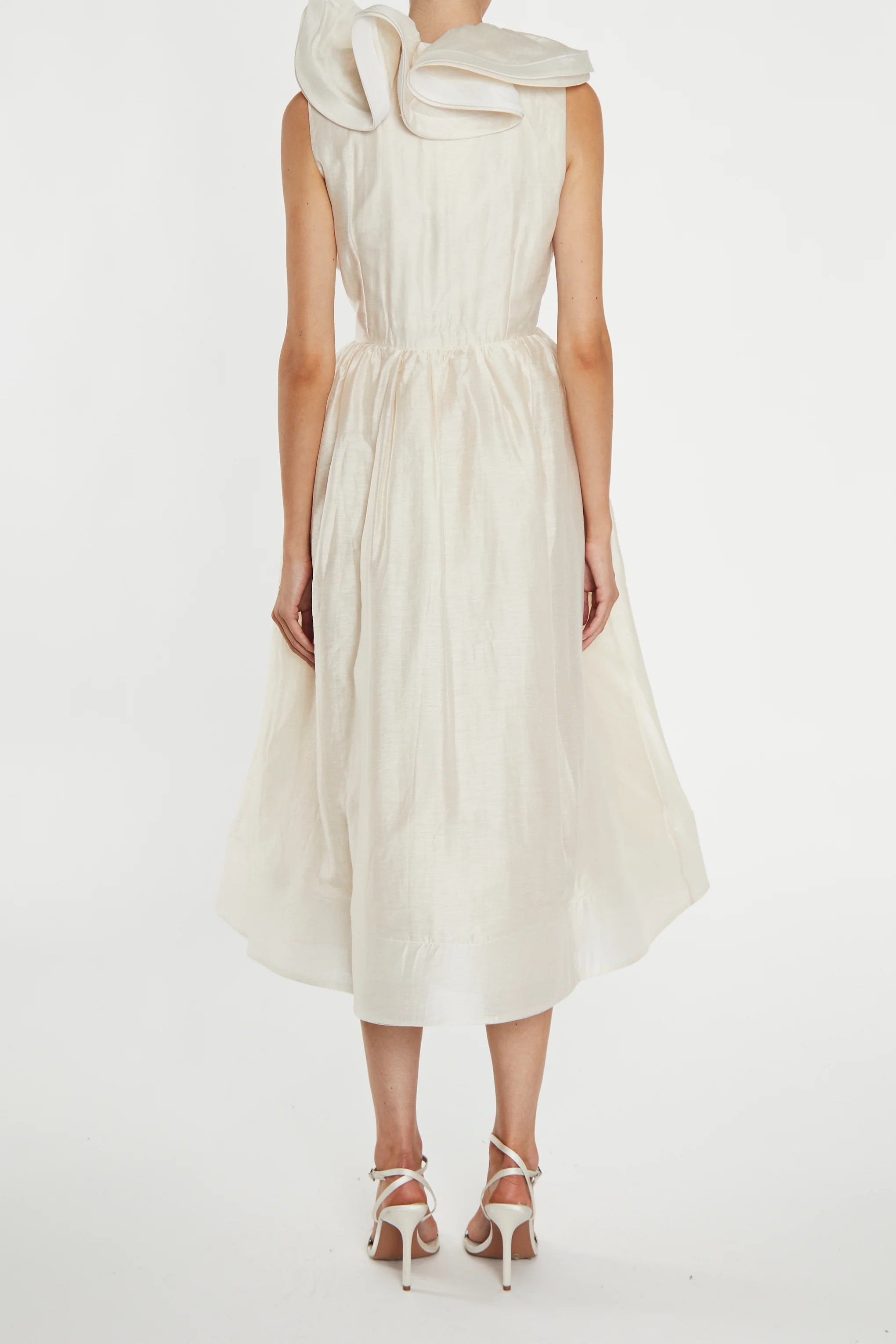 Peyton Cream Ruffle Midi Dress �C Romantic Bridesmaid & Cocktail Party Dress
