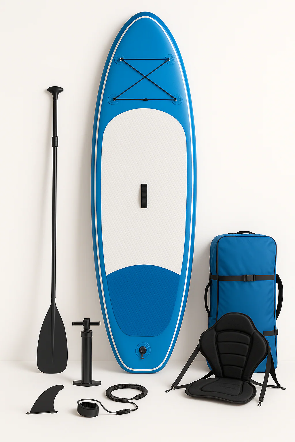Oppusteligt paddleboard til udendrssport, blt og hvidt PVC, til s/strand/rejser, 3108215 cm Zselohn559cn