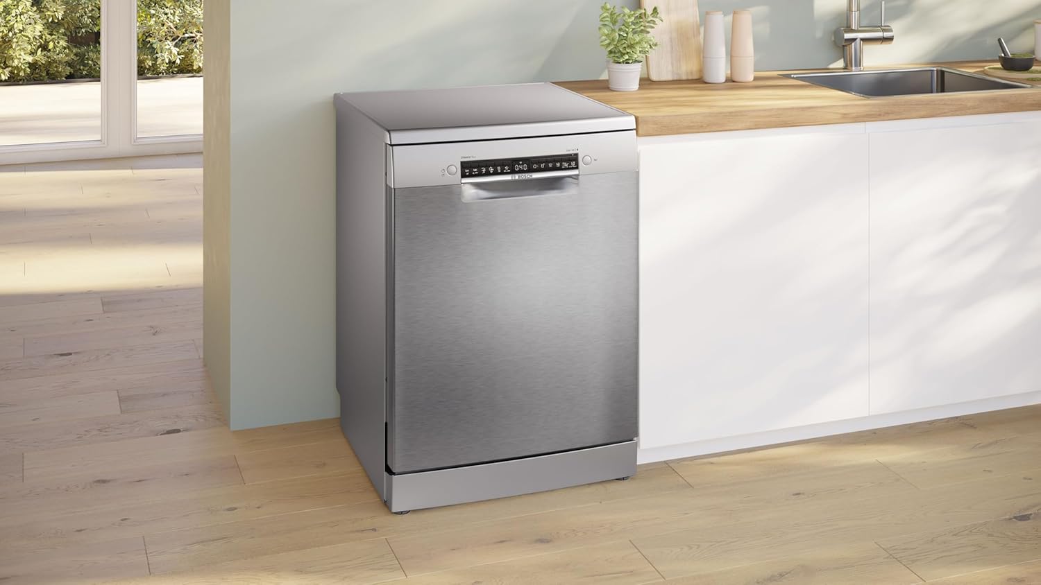 Bosch SMS4ECI28E Serie 4, Lavastoviglie da libera installazione, Home Connect, Diagnostica da remoto, Assistente al lavaggio, Green Collection, Acciaio, 60cm
