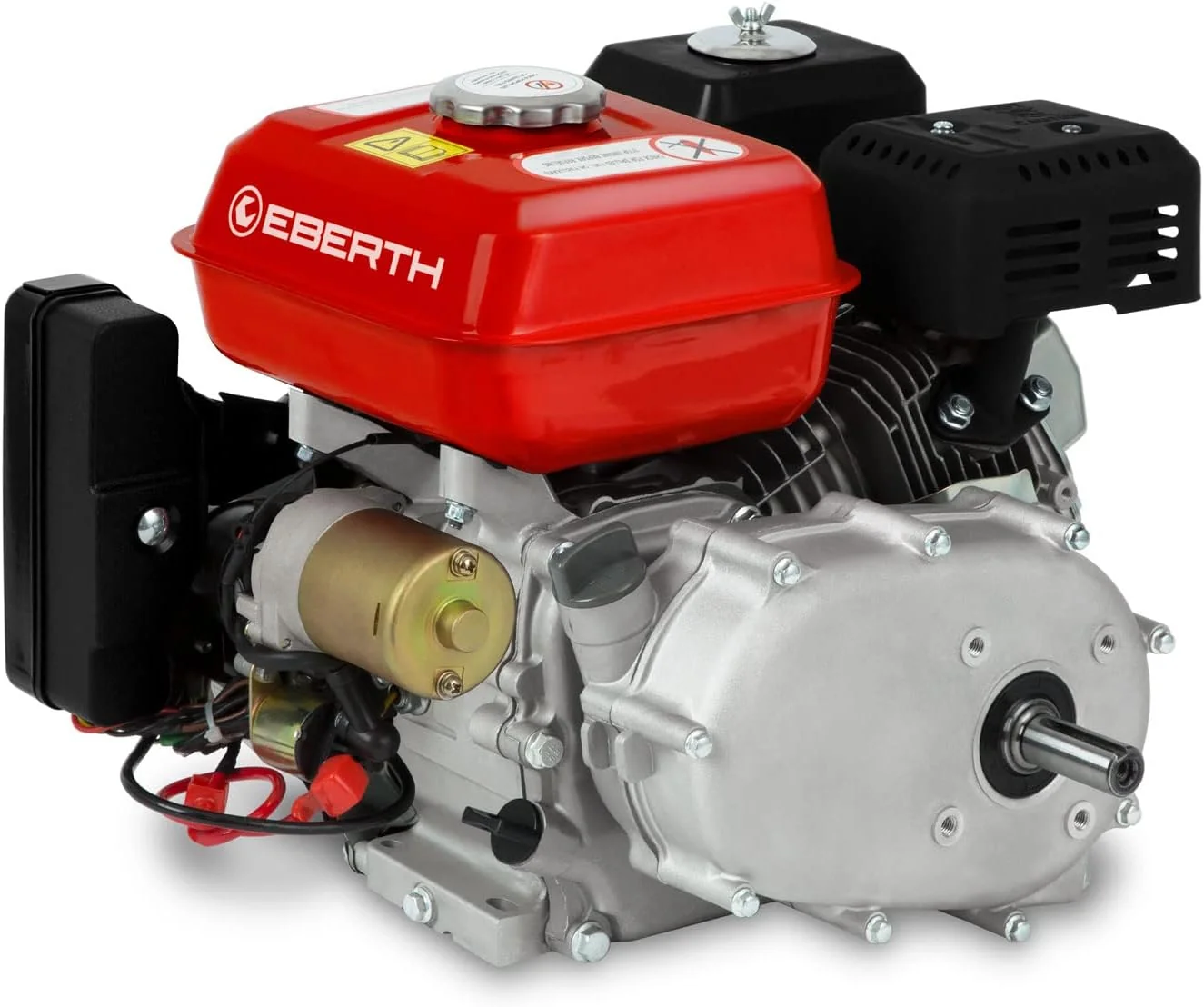 EBERTH 6,5 PS 4,8 kW Benzinmotor Standmotor Kartmotor Antriebsmotor mit Ölbadkupplung, 4-Takt, 20 mm Ø Welle, 7ah 12V Batterie, E-Start, 1 Zylinder