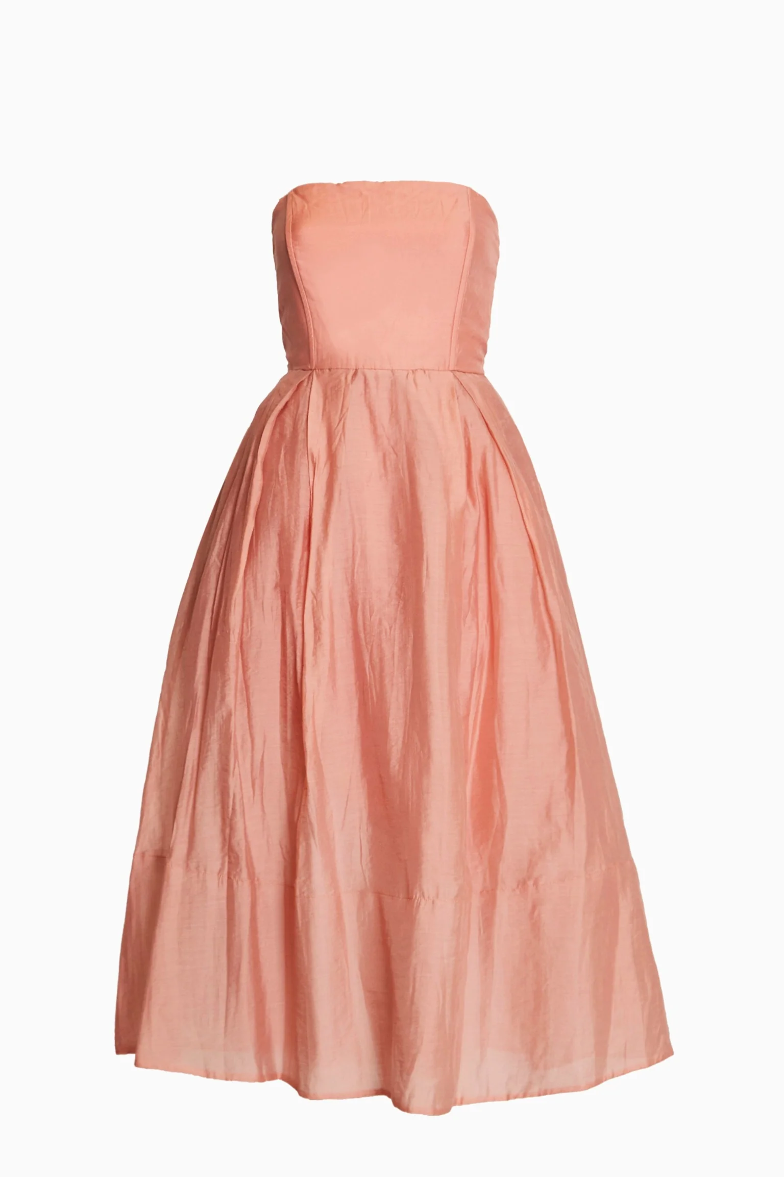 Ella Peach Bandeau Deep Hem Midaxi Dress